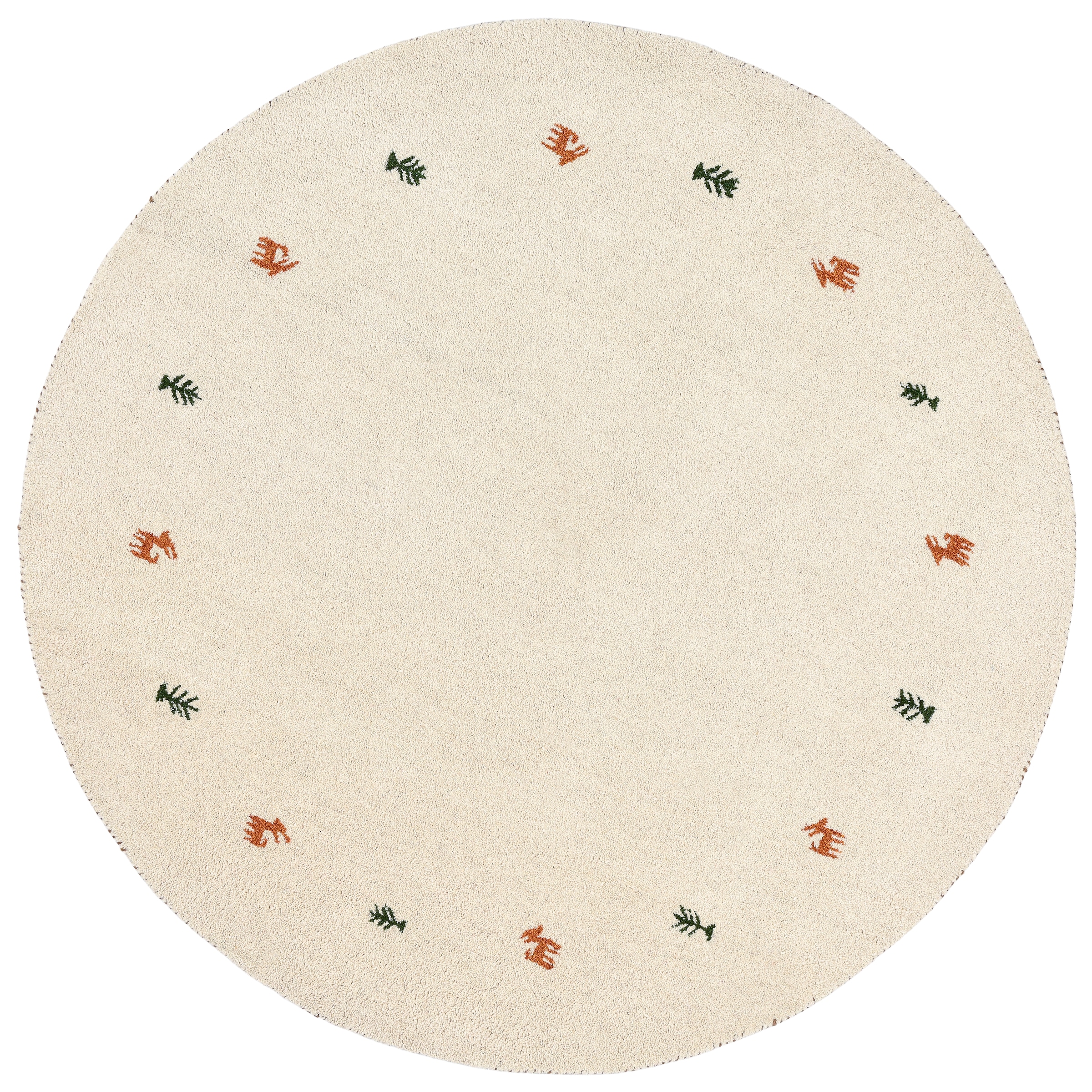 THEKO Wollteppich »Gabbeh Motiv, Handweb Teppich, Tiermotiv, reine Wolle, handgewebt«, rund, 14 mm Höhe, reine Wolle, handgewebt, Wohnzimmer, Schlafzimmer, Esszimmer