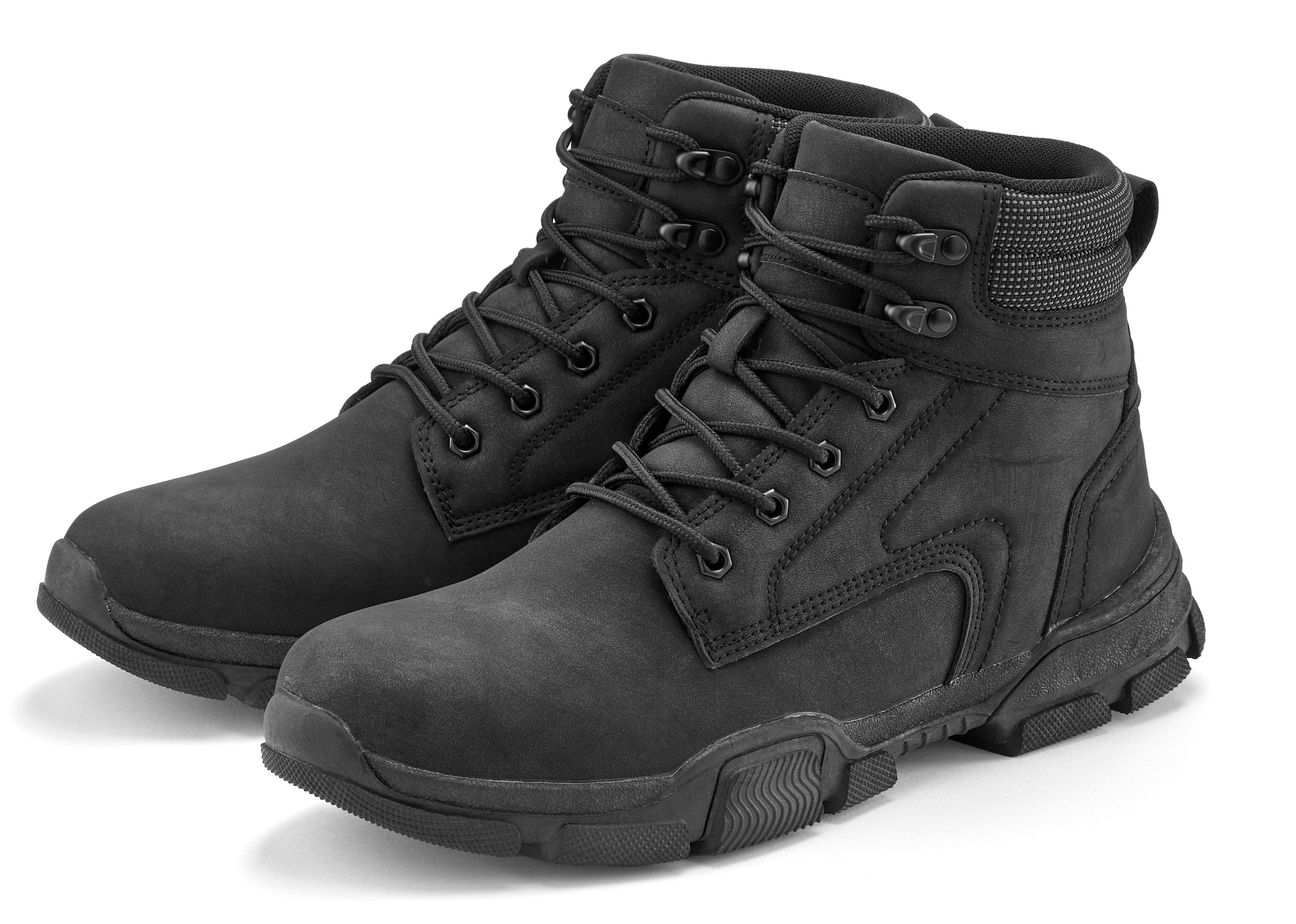 Schnürboots, Schnürstiefelette, Wanderschuhe, Outdoorstiefel mit Profilsohle VEGAN