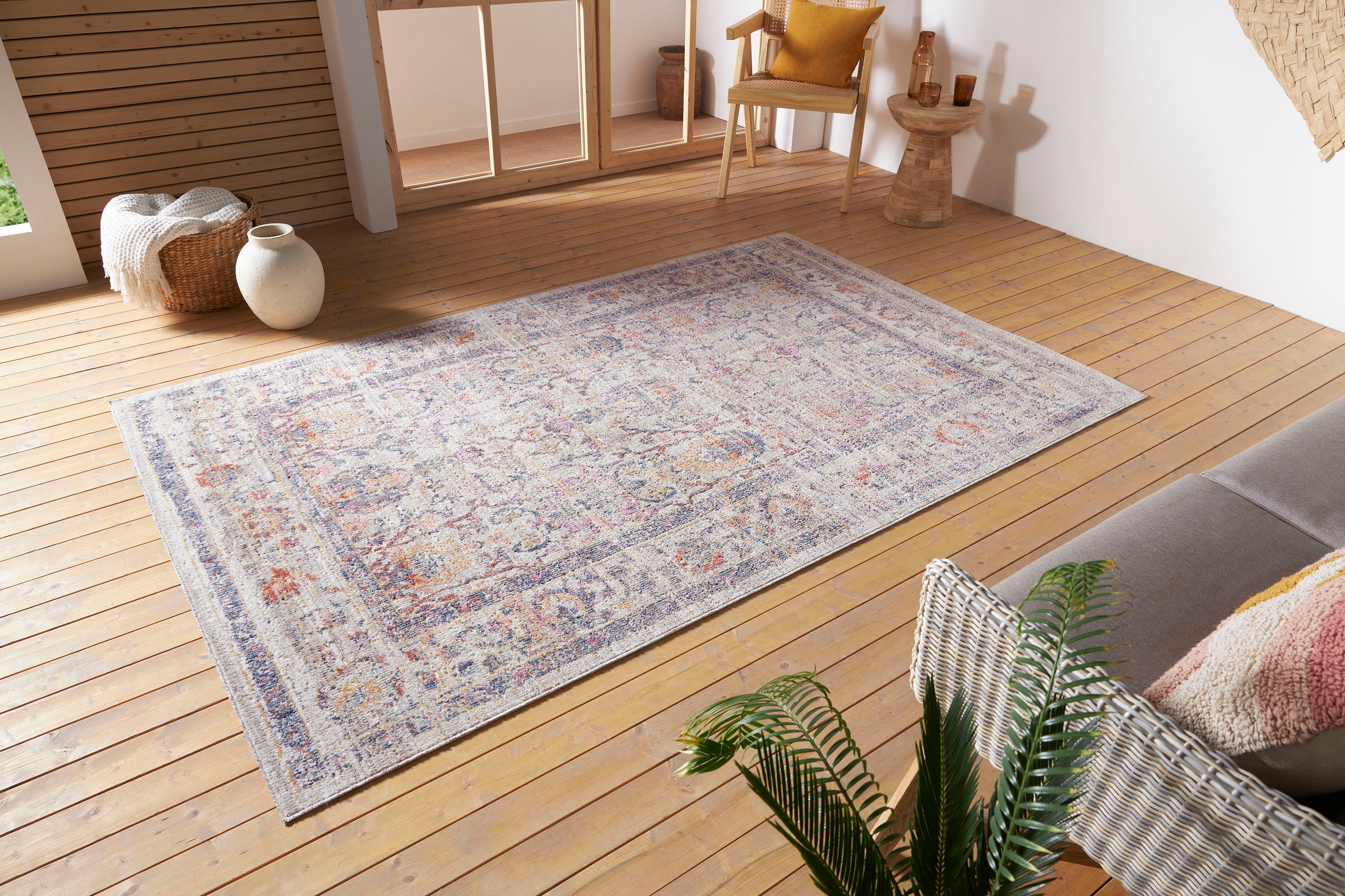 Teppich HANSE HOME "Luxor", bunt (creme,bunt), B:75cm H:3mm L:120cm, Polypropylen (PP), Teppiche, Teppich, In-& Outdoor, Läufer, wetterfest, Balkon, Wohnzimmer, Orient