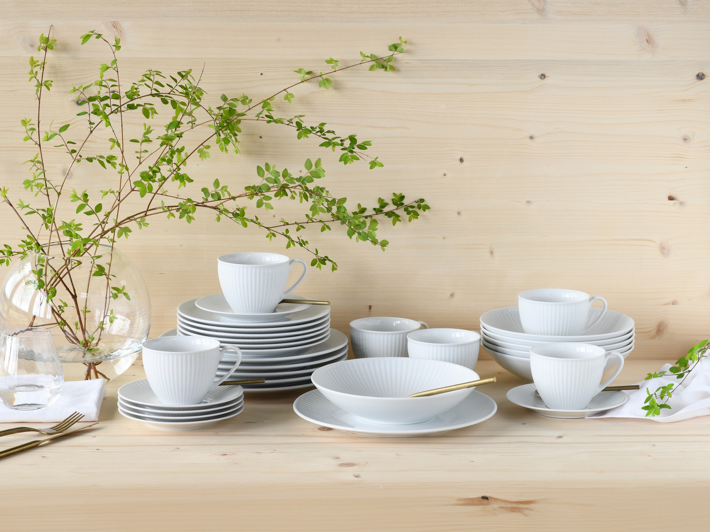 CreaTable Kombiservice »Valencia Weiß, Kombi-Service 30-tlg«, (Set, 30 tlg.), Elegant, Boho Chic
