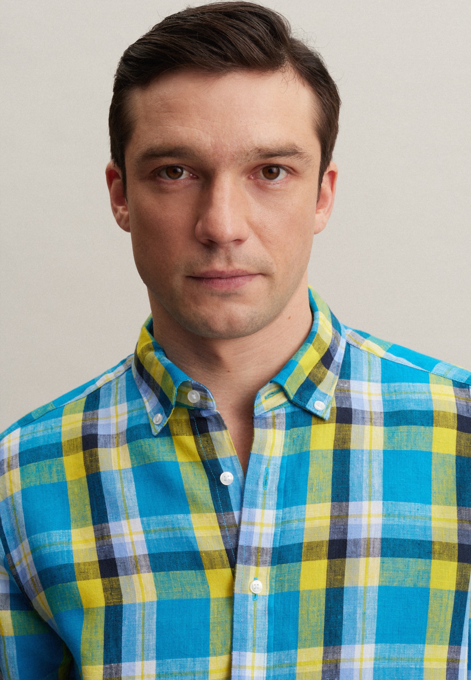 Thumbnail - seidensticker Businesshemd "Regular" Regular 1/1 Button-Down-Kragen Karo