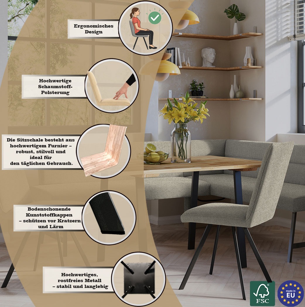 Thumbnail - OTTO home 4-Fußstuhl "Sava" (Set) 2 Stk.Metallgestell