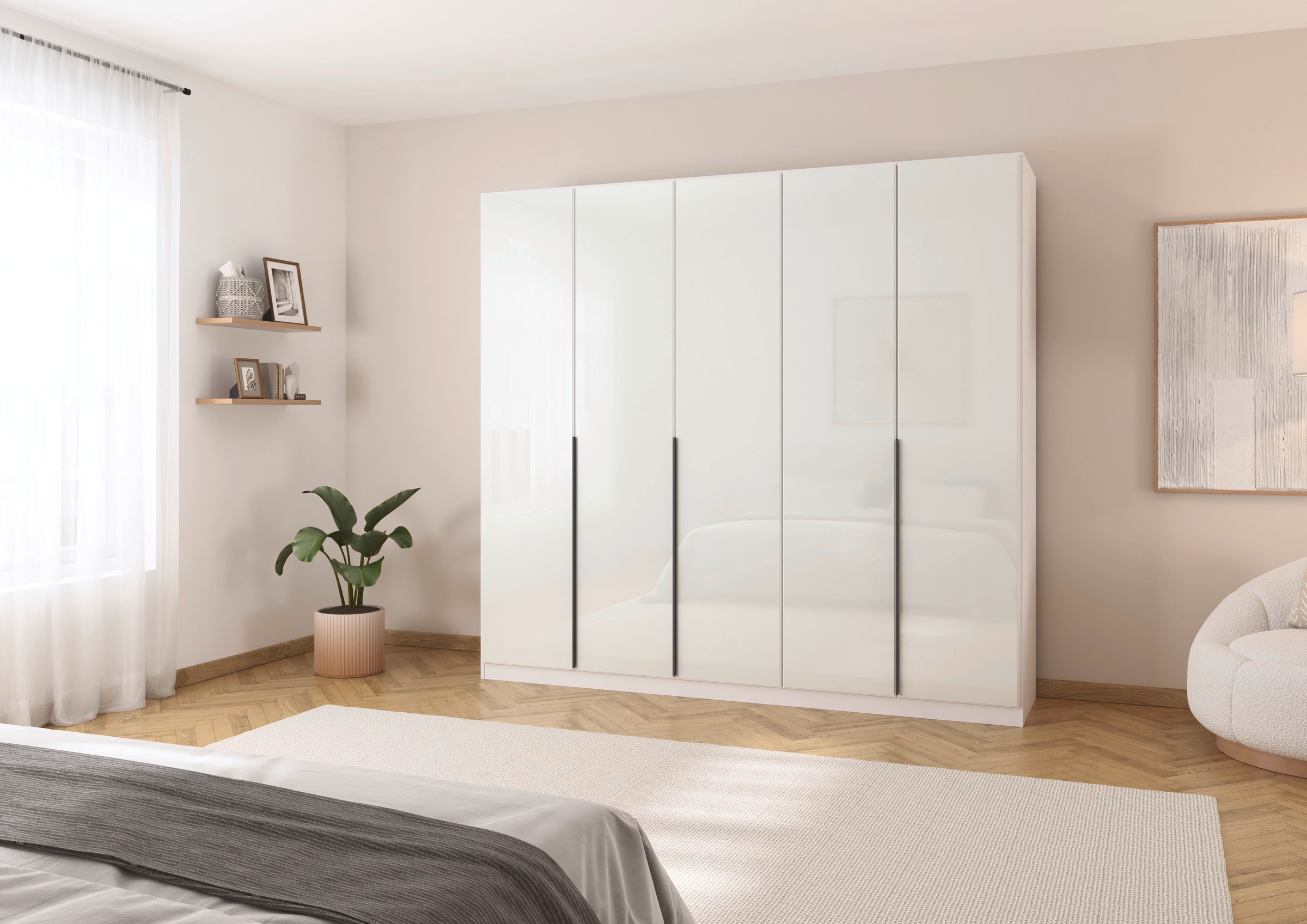 rauch Drehtürenschrank »Kleiderschrank Kleiderschränke Schrank Garderobe AGORDO mit Glasfront«, (in zwei Griff-Farben), durchdachte Innenausstattung, in 6 Breiten und 2 Höhen MADE IN GERMANY