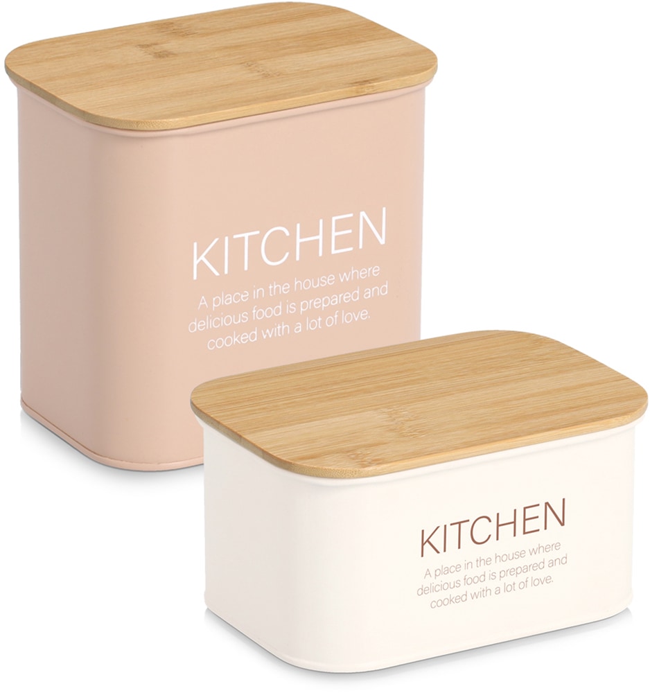 Zeller Present Vorratsdose "mit Bambusdeckel "Kitchen"" pflegeleicht, 1200 ml