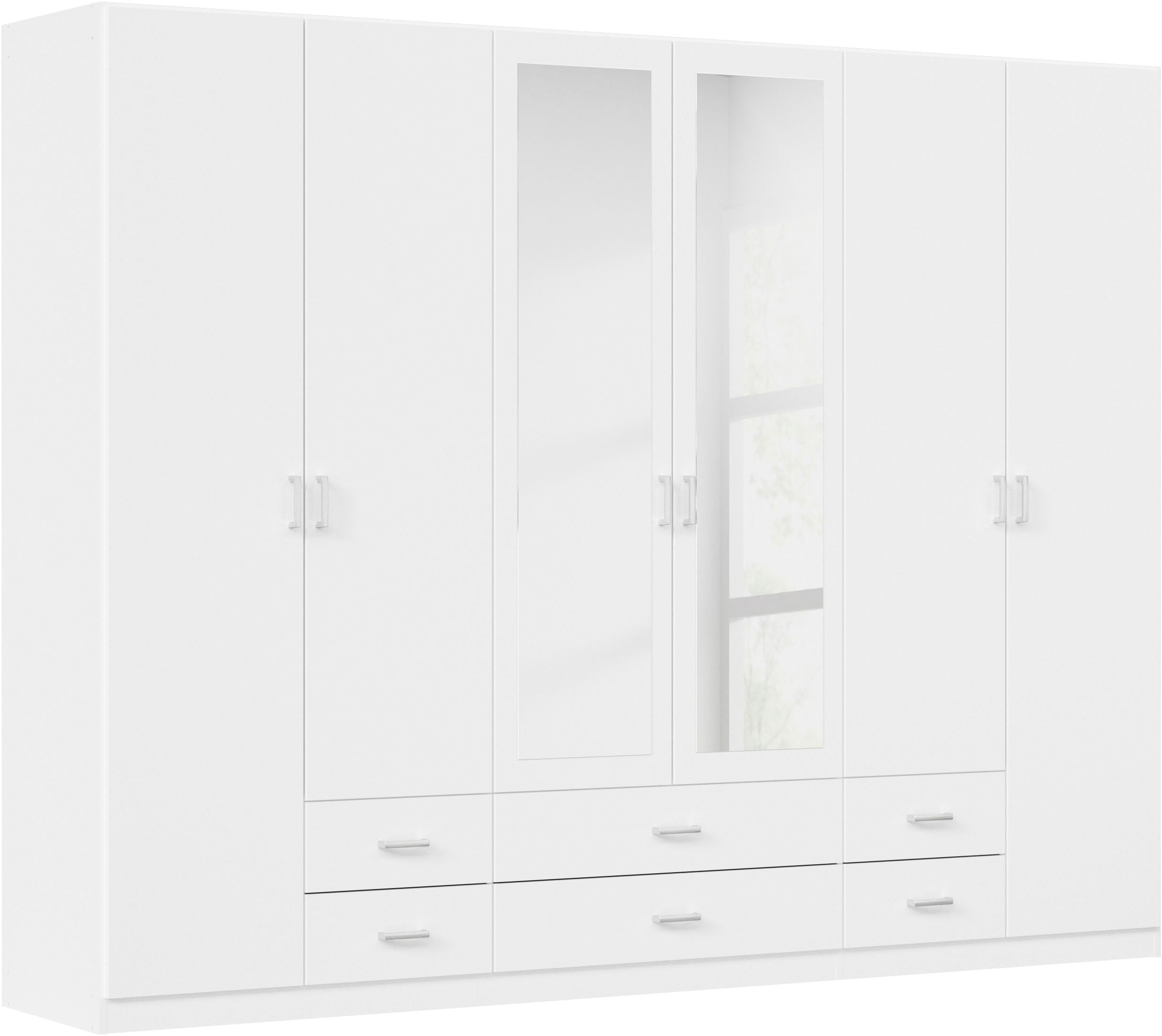rauch Kleiderschrank "Schrank Garderobe Ankleide GAMMA Breiten 181/271 cm" in 3 Ausstattungen BASIC/CLASSIC/PREMIUM (inkl. SOFT-CLOSE-Funktion), verschiedene Griff-Varianten, mit Spiegel TOPSELLER MADE IN GERMANY