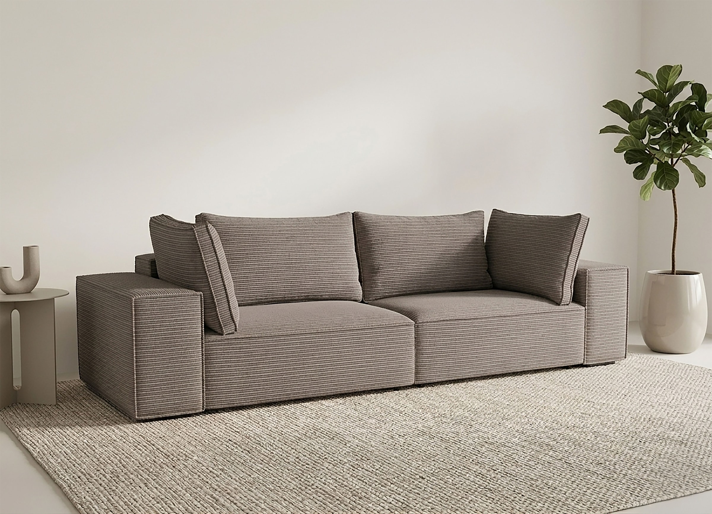 Trends by HG "Conor XXL, B: 312cm, Liegefläche: 138x 238cm, in Cord und Velours" mit Schlaffunktion und Bettkasten