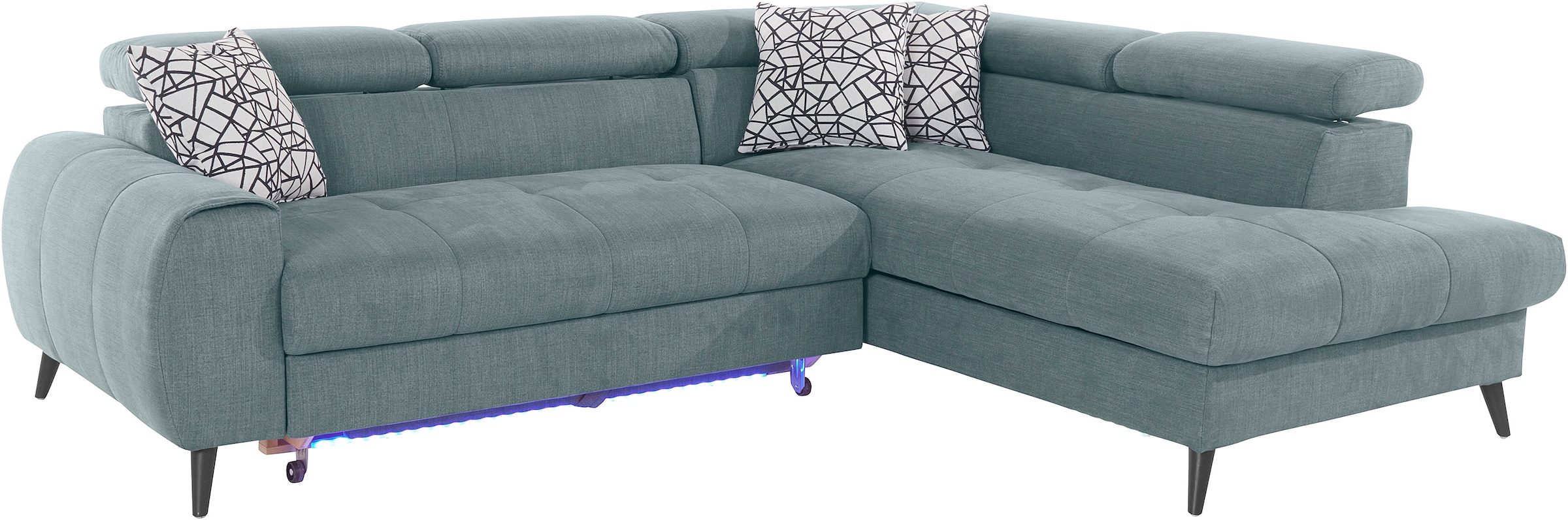 COTTA Ecksofa »Mia L-Form«, 3-tlg.-Kissen-Set, Ottomane, wahlweise mit oder ohne RGB-Beleuchtung