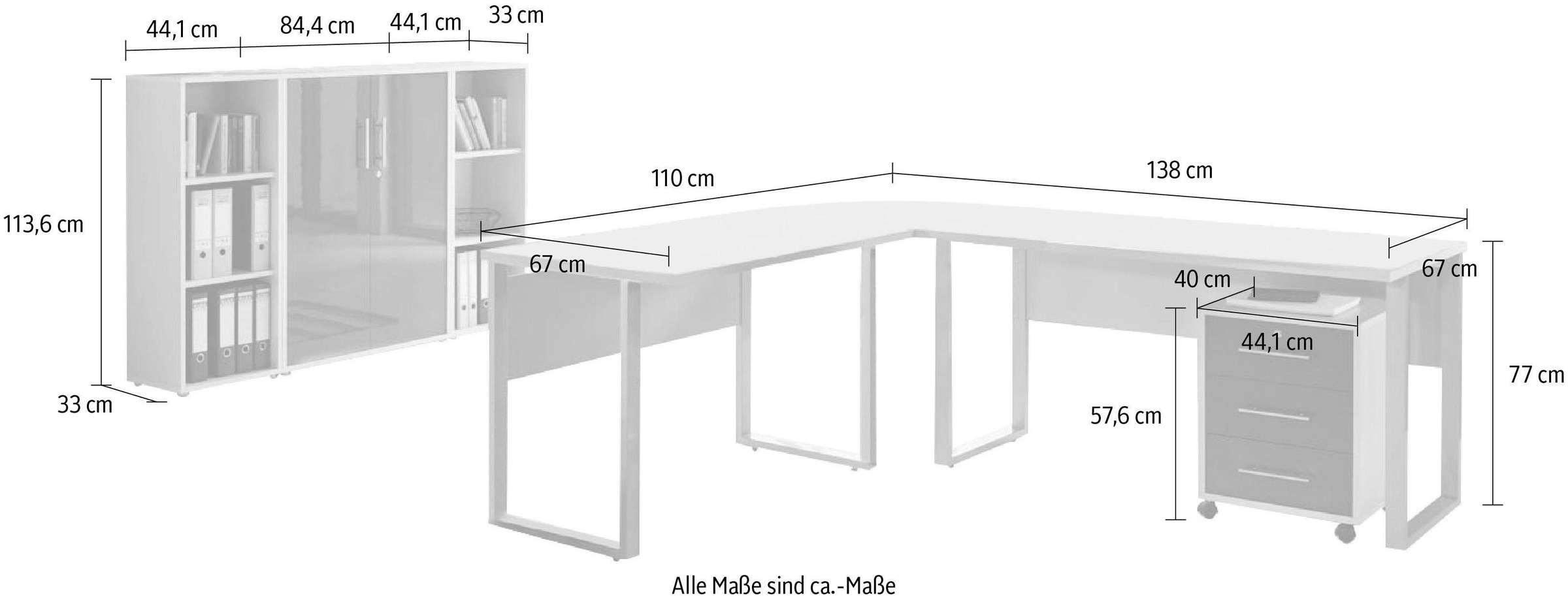 BMG Möbel Büro-Set »Tabor Office 2«, (Set, 6 tlg.)