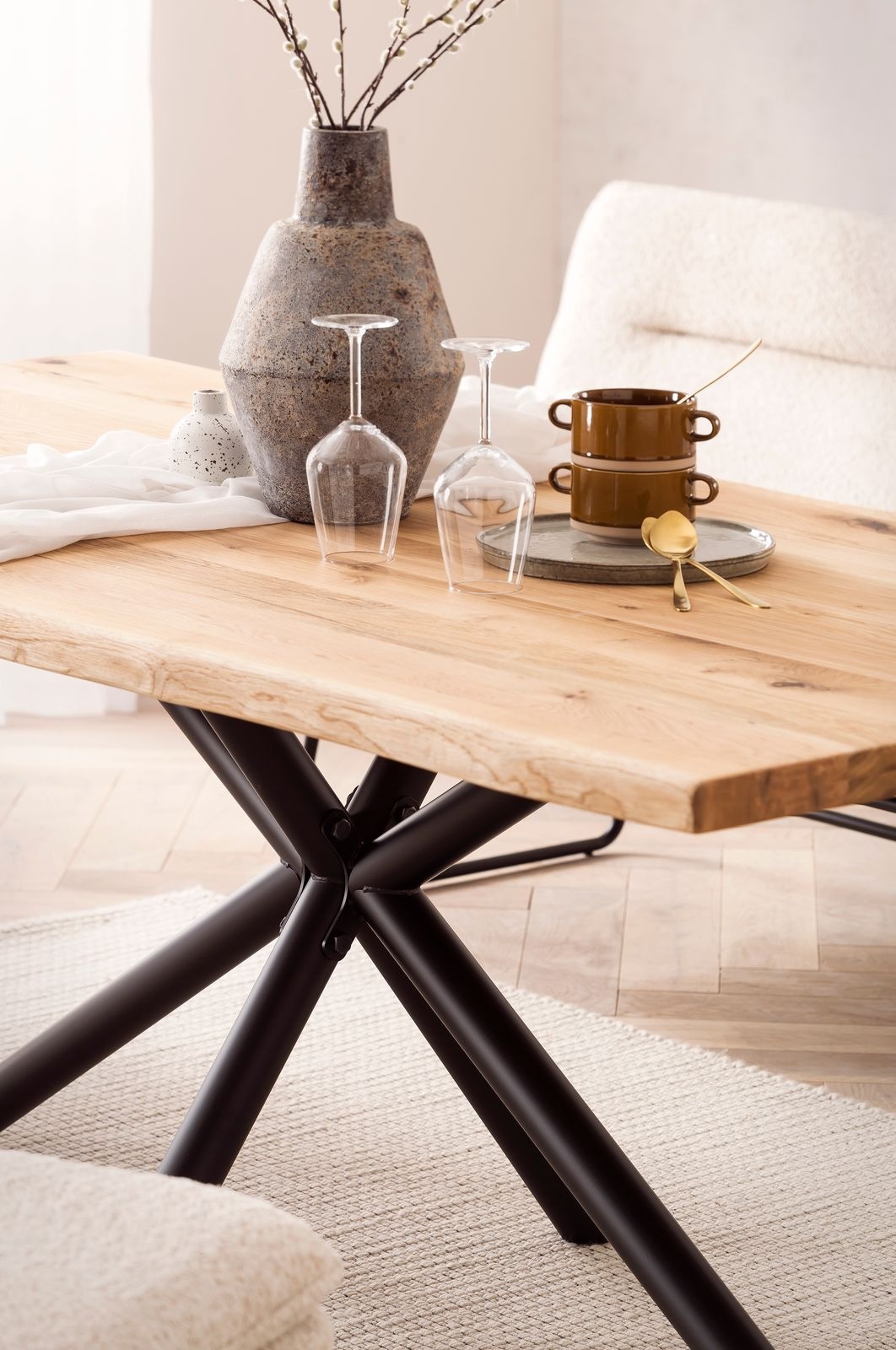 Esstisch HOME AFFAIRE, beige (natur, schwarz, natur), B:160cm H:77cm, Tische, Esstisch 2
