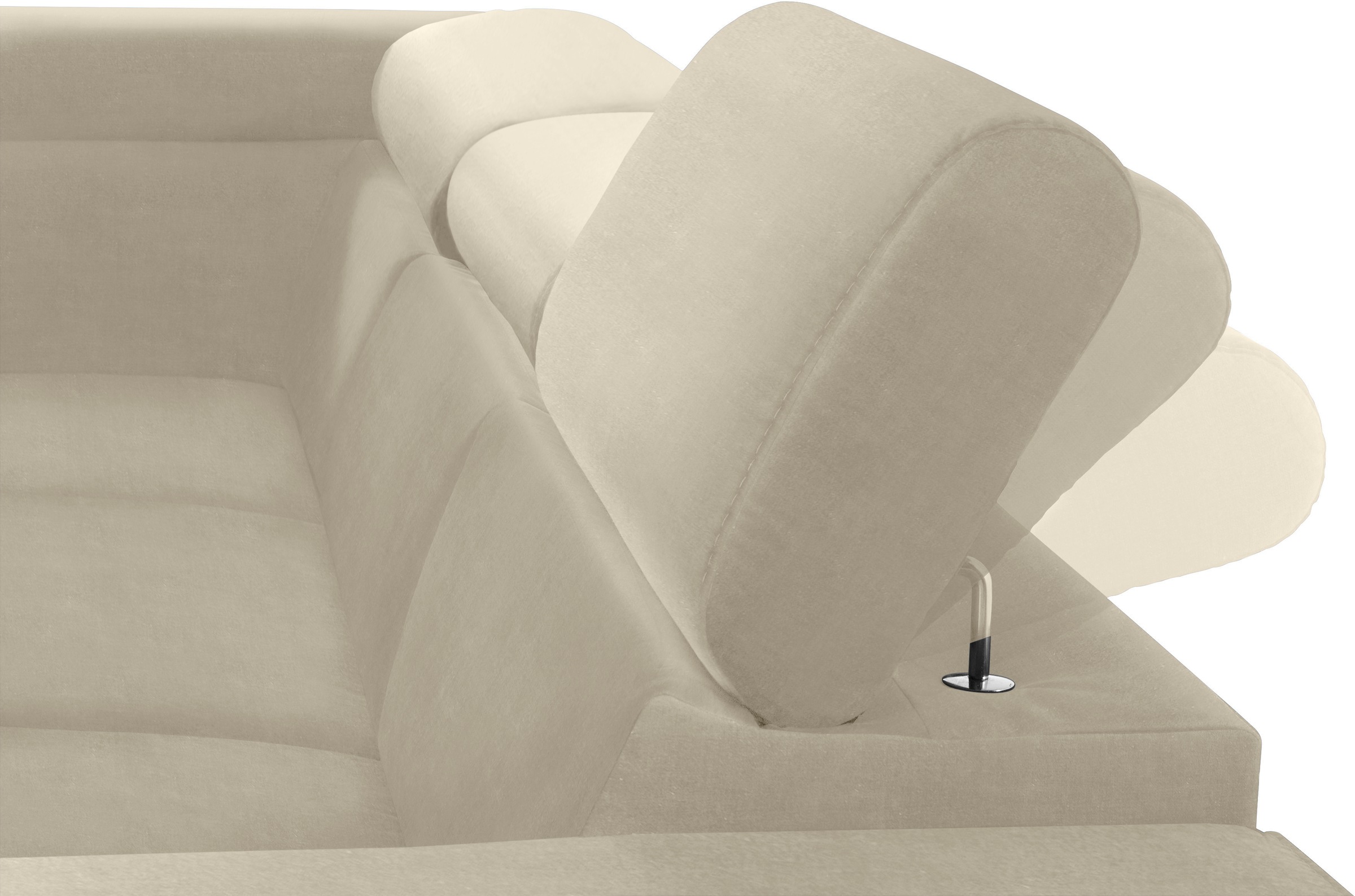 COTTA Ecksofa »Morven L-Form mit Kopfteilverstellung«, wahlweise mit Bettfunktion, Bettkasten & Wireless-Charger