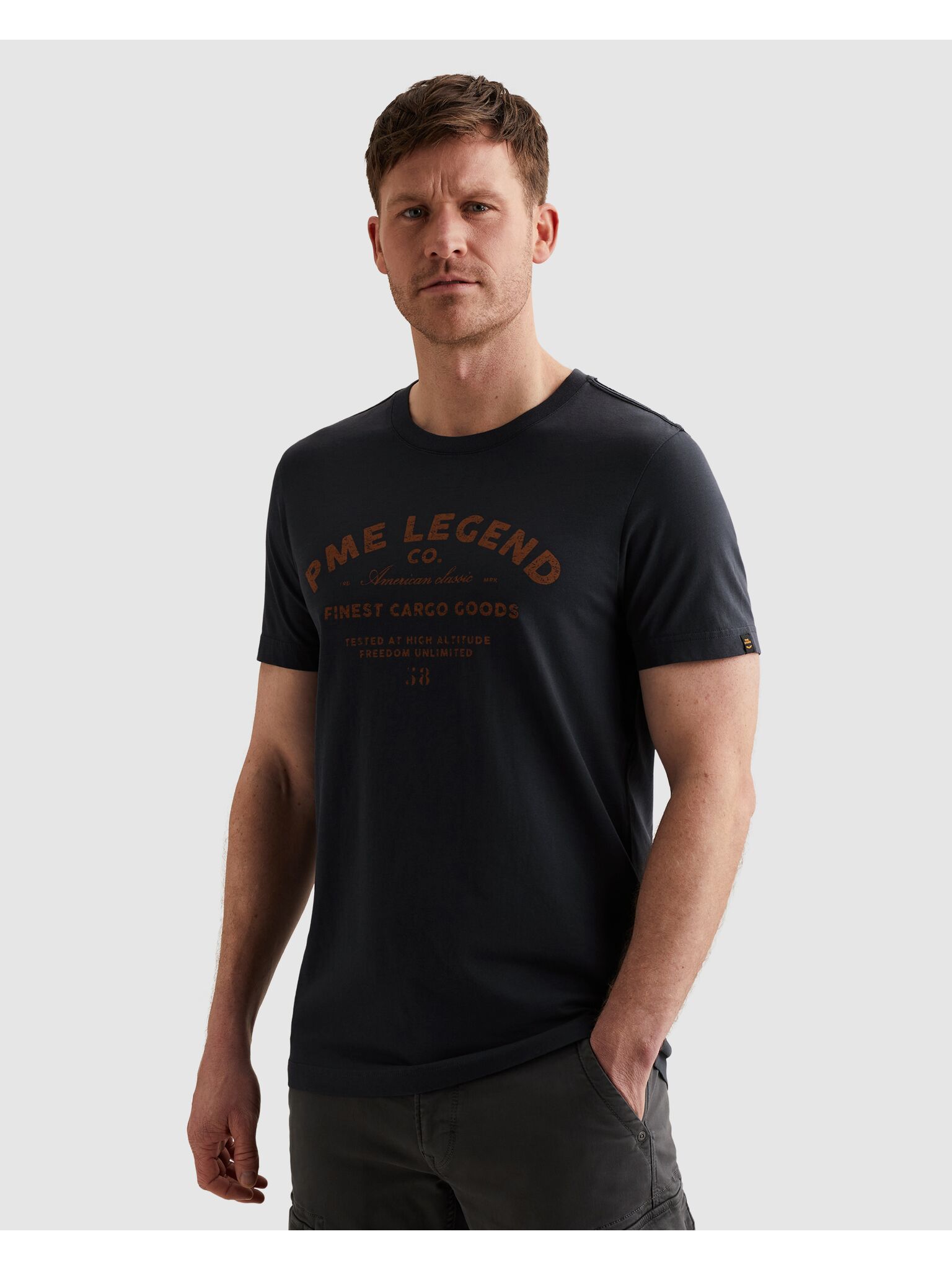 PME LEGEND T-Shirt "Short Sleeve Play Single Jersey Graphic" aus reiner Baumwolle, Rundhals