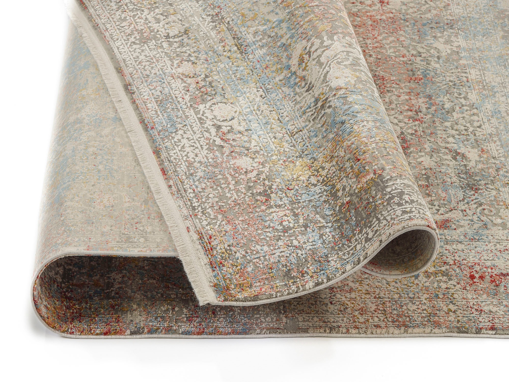 Teppich OCI DIE TEPPICHMARKE "BESTELLER CAVA", bunt (multi), B:200cm H:8mm L:250cm, Viskose, Teppiche, Teppich, Glanz Viskose, mit Fransen, Hoch Tief Struktur, Vintage, Wohnzimmer 3