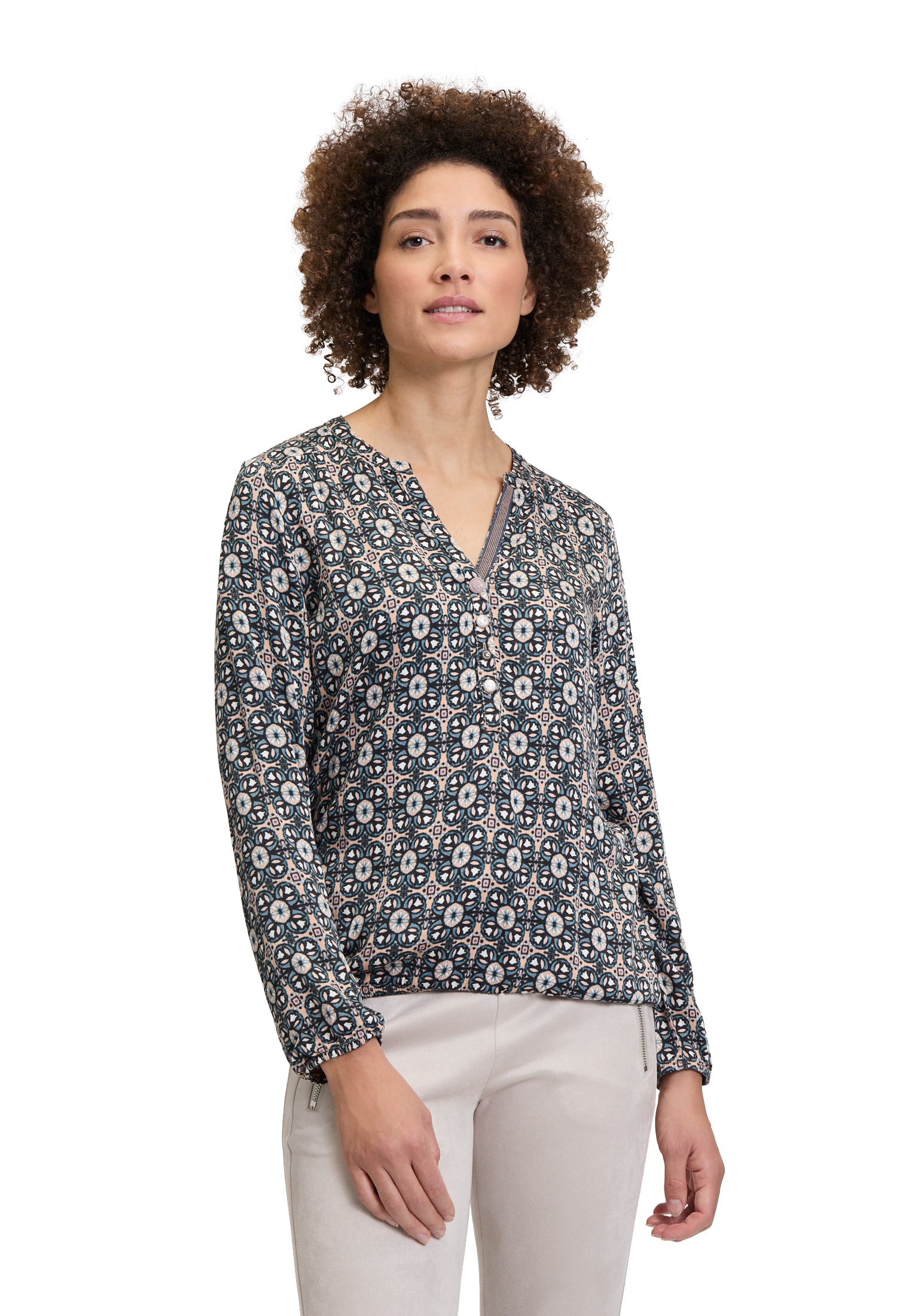 Cartoon Schlupfbluse "Cartoon Damen Casual-Bluse mit Muster" günstig online kaufen