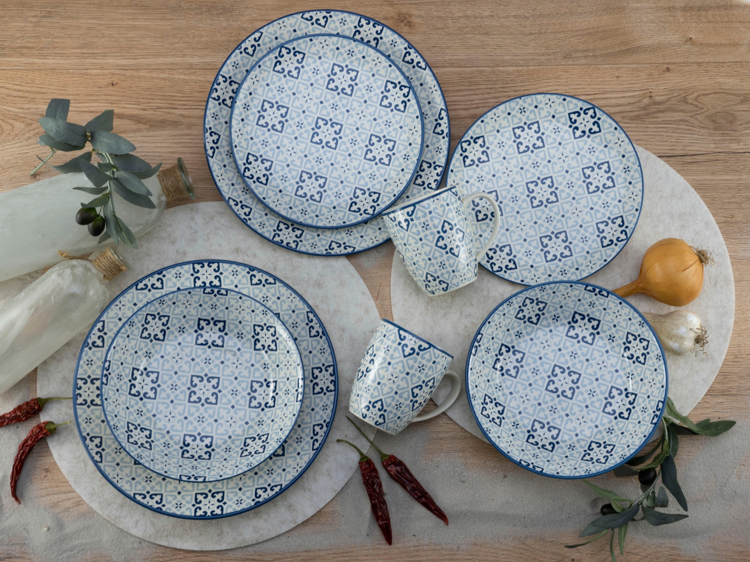 CreaTable Kombiservice »Yara Blau, Kombiservice 16-tlg«, (Set, 16 tlg.),  orientalisch mediterraner Stil | BAUR