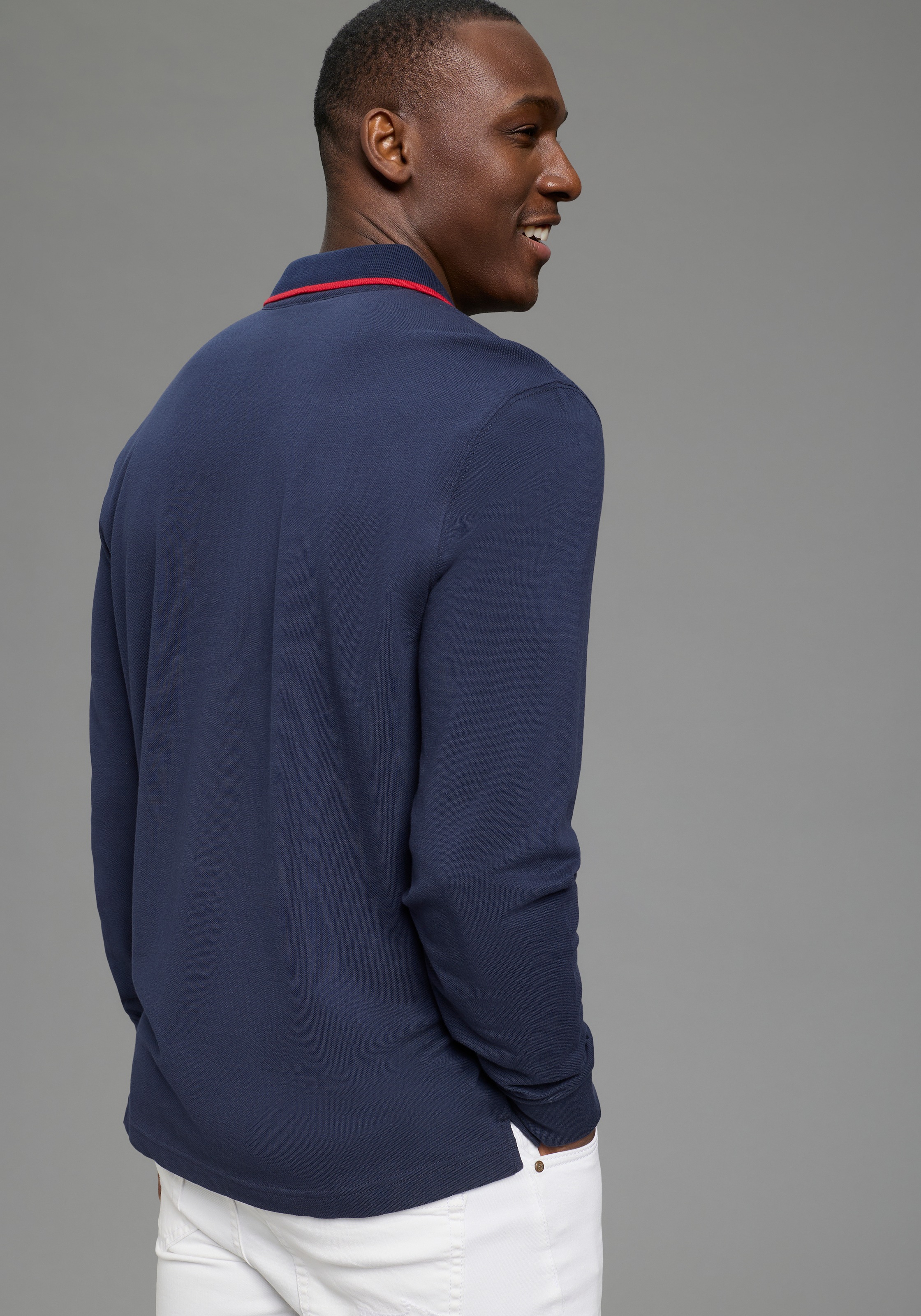 DELMAO Langarm-Poloshirt "Neue Kollektion" schmale Passform, Langarm, unifa günstig online kaufen