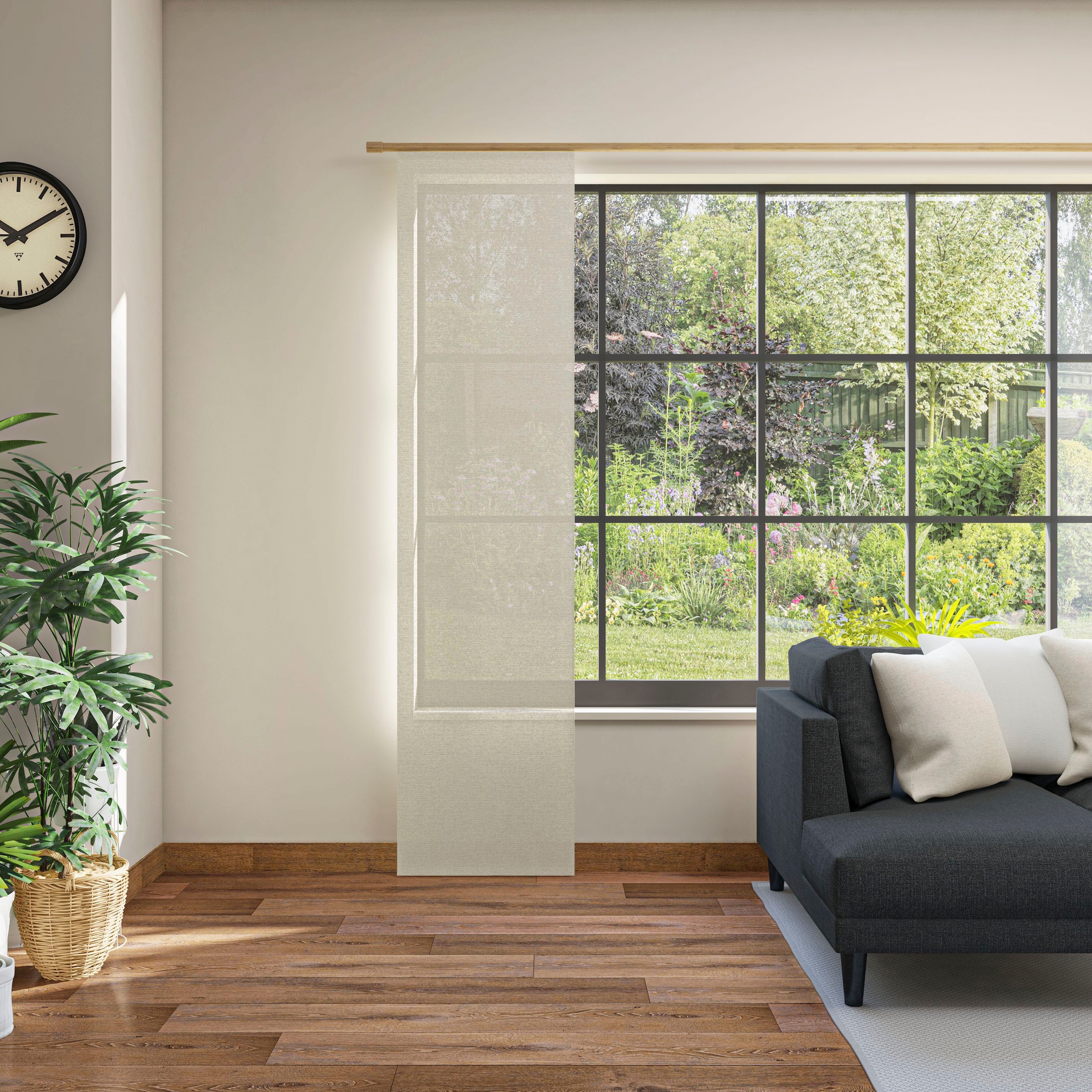 Schiebegardine NEUTEX FOR YOU, B:60cm H:245cm, beige, Baumwolle, Polyester, Wohnzimmer, Gardinen, "Alora Eco"