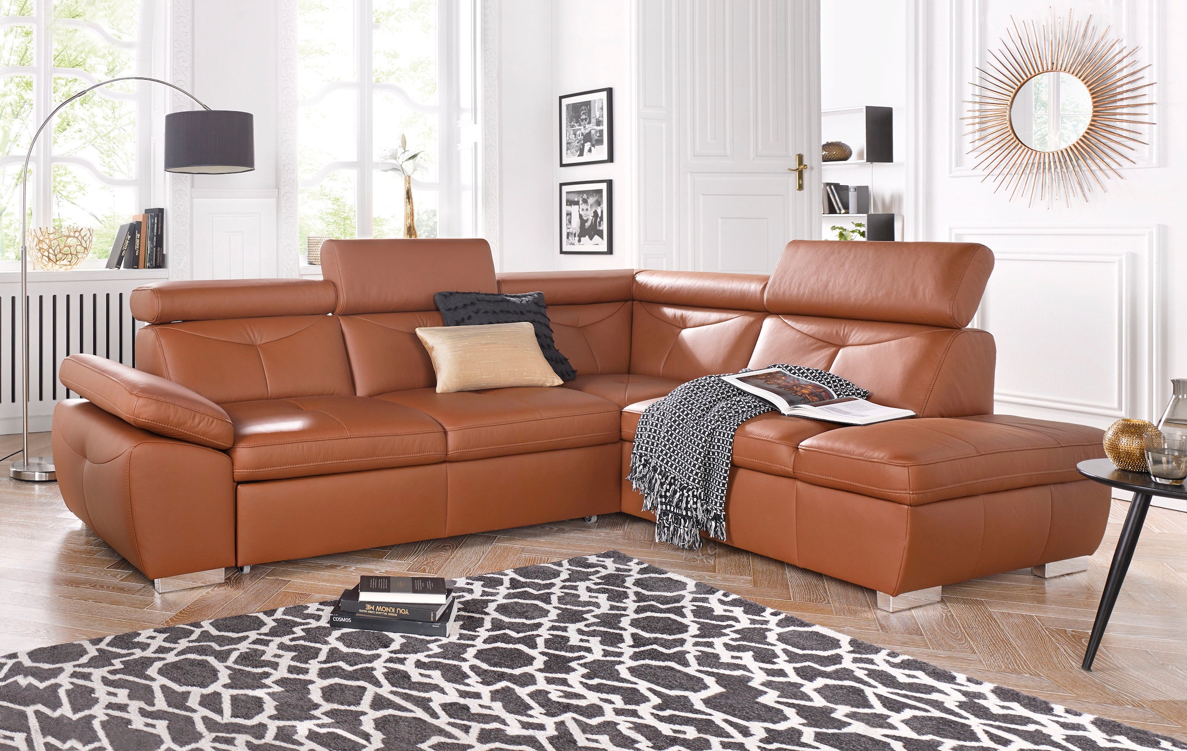 exxpo - sofa fashion Ecksofa "Spring, super bequem und komfortabel mit Armteil- und Kopfteilfunktion" wahlweise mit Bettfunktion und Bettkasten, L-Form