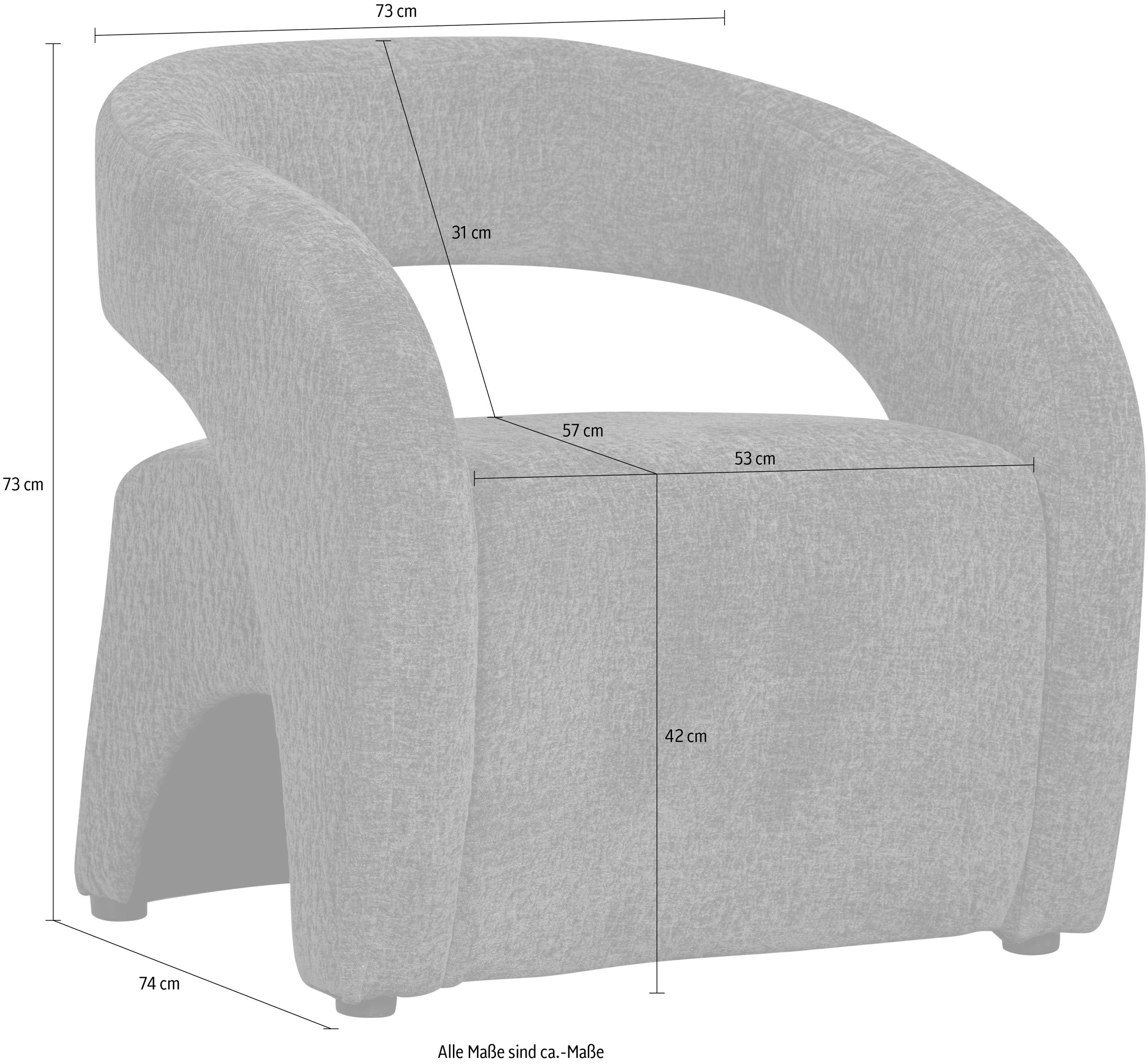 WOOOD Sessel »Radiate«, 4-Fuß-Gestell, maximale Belastbarkeit 150 kg, H 73 cm x B 73 cm