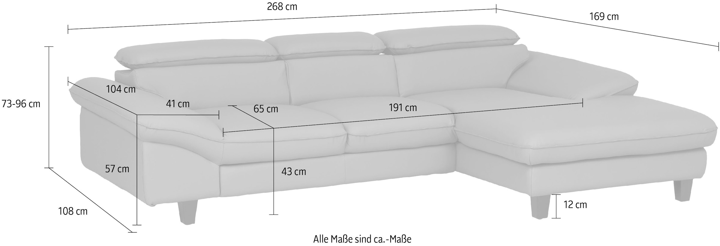 Home affaire Ecksofa »Pilot L-Form« mit Kopfteilverstellung, wahlweise mit Bettfunktion & Bettkasten