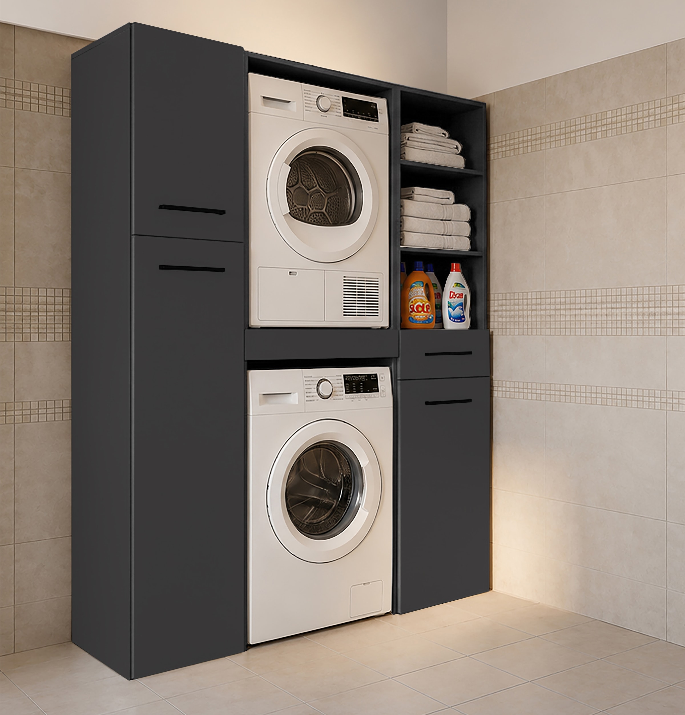 KOCHSTATION Wäscheschrank »KS-Linda« Breite 40 cm, mit integriertem Wäschekorb, 25mm starke Wände