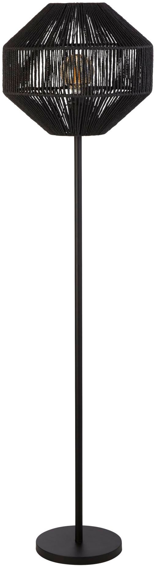 Searchlight Stehlampe »Wicker Floor Lamp - Matt Black Metal & Black Rope Shade« E27 1 Stk. Naturmaterial
