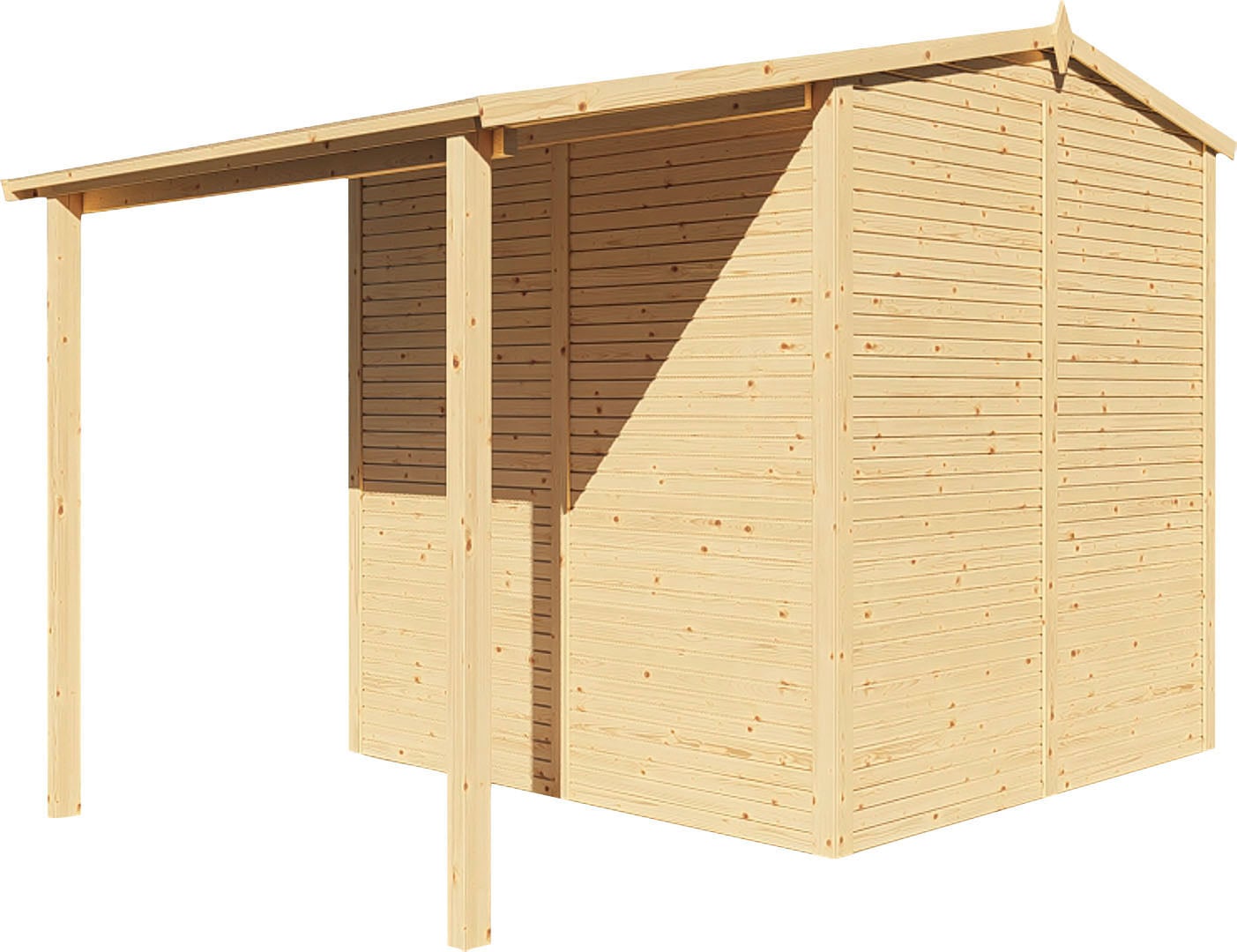 KONIFERA Gartenhaus »Alto 3 PLUS Fineline Satteldach«, mit Anbaudach
