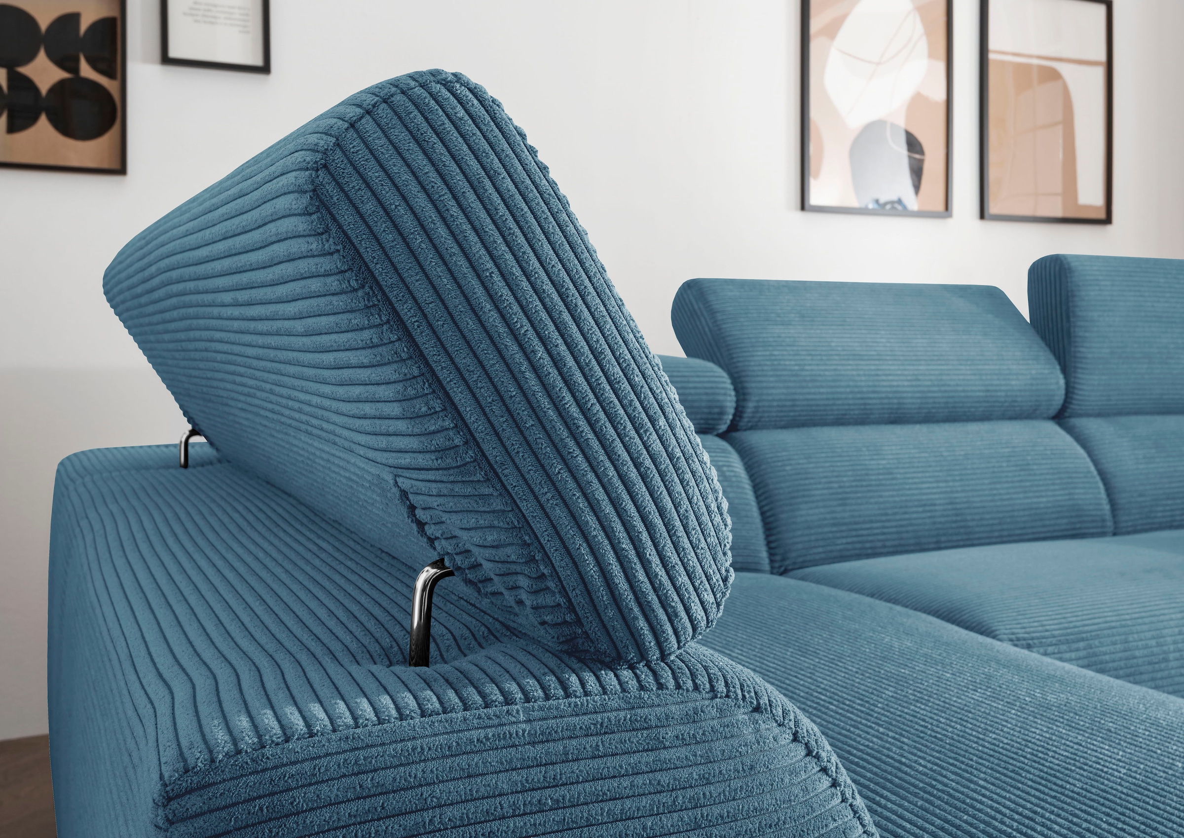 alina Ecksofa »Hikari«, wahlweise mit Sitzvorzug, in modernem Cordstoff, Breite 276 cm