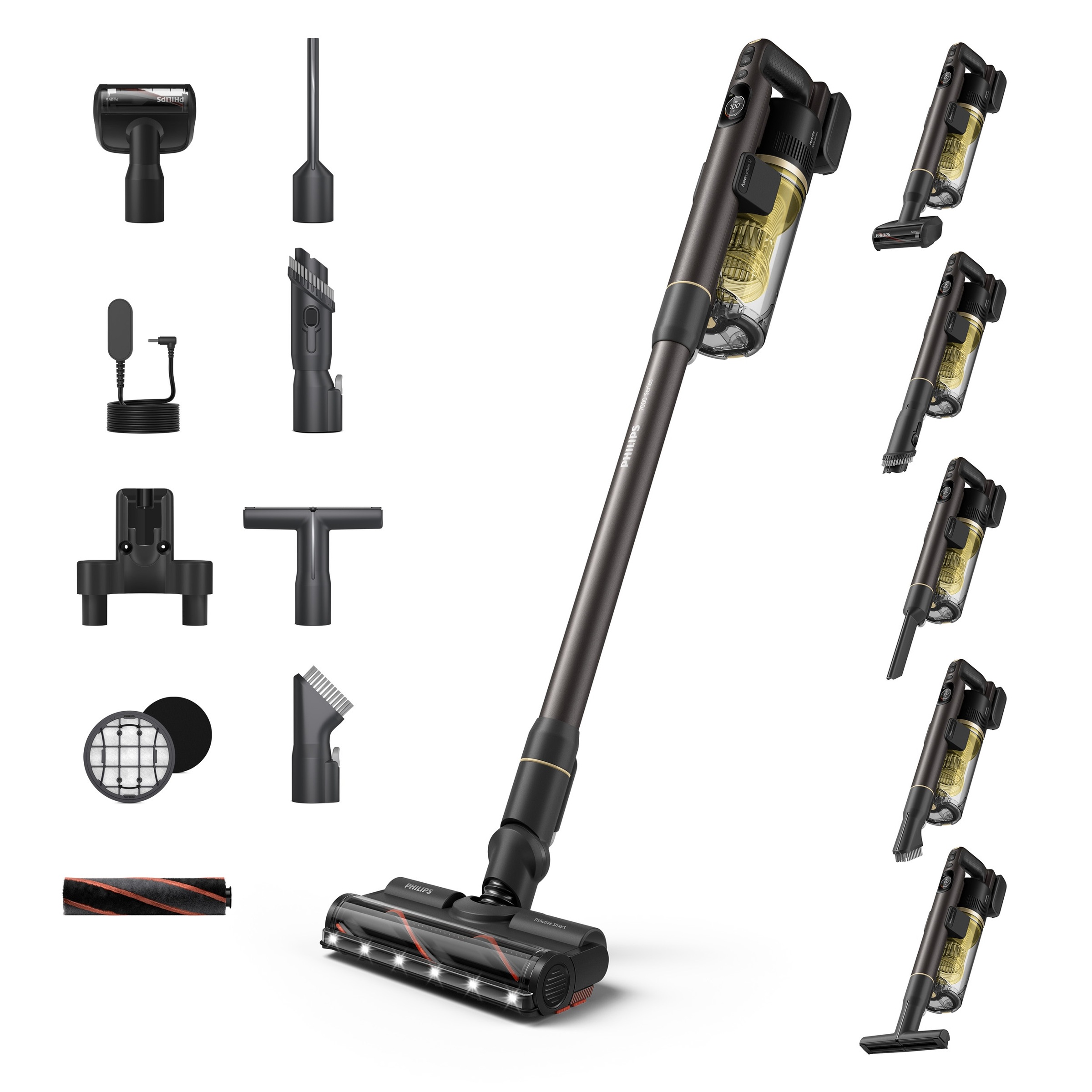 Philips Akku-Hand-und Stielstaubsauger "XC7067/01 7000 Series SpeedPro Max Advanced "Pet"" mit bis zu 80 Minuten Laufzeit und Bodendüse mit Anti-Haarverwicklung