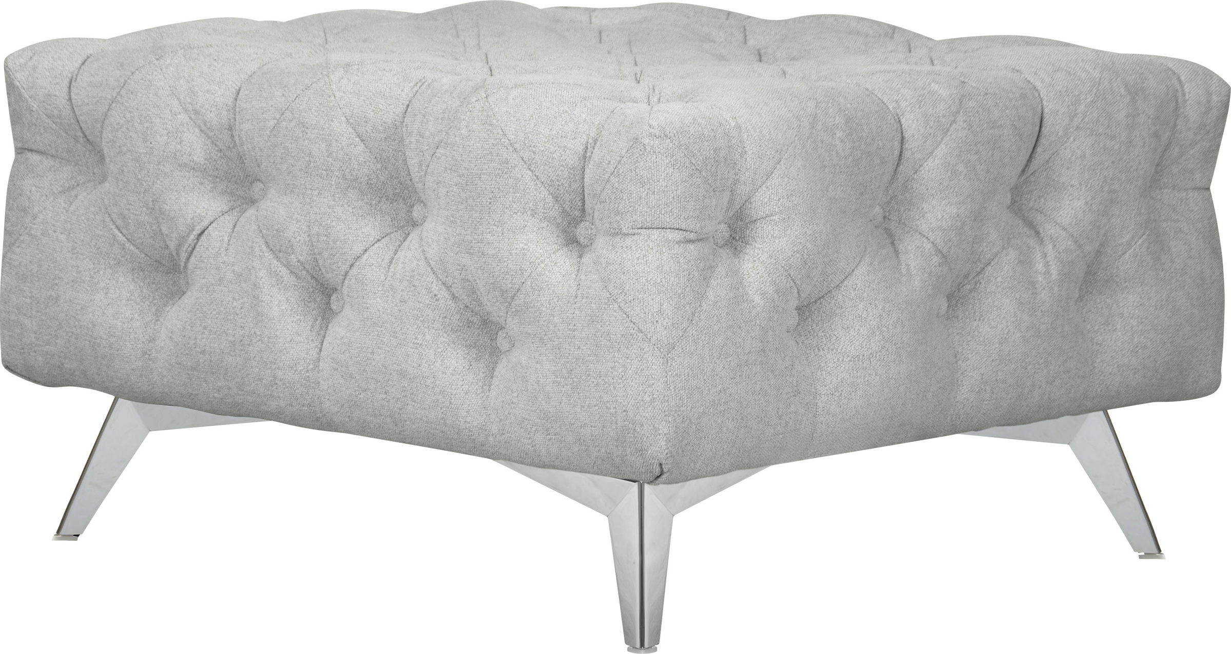 Polsterhocker HOME AFFAIRE "Amaury", silber, B:80cm H:45cm T:80cm, Struktur (100% Polyester);Samtoptik (100% Polyester), Hocker, Polsterhocker, Chesterfield-Optik, Breite 80cm, Fußfarbe wählbar 8