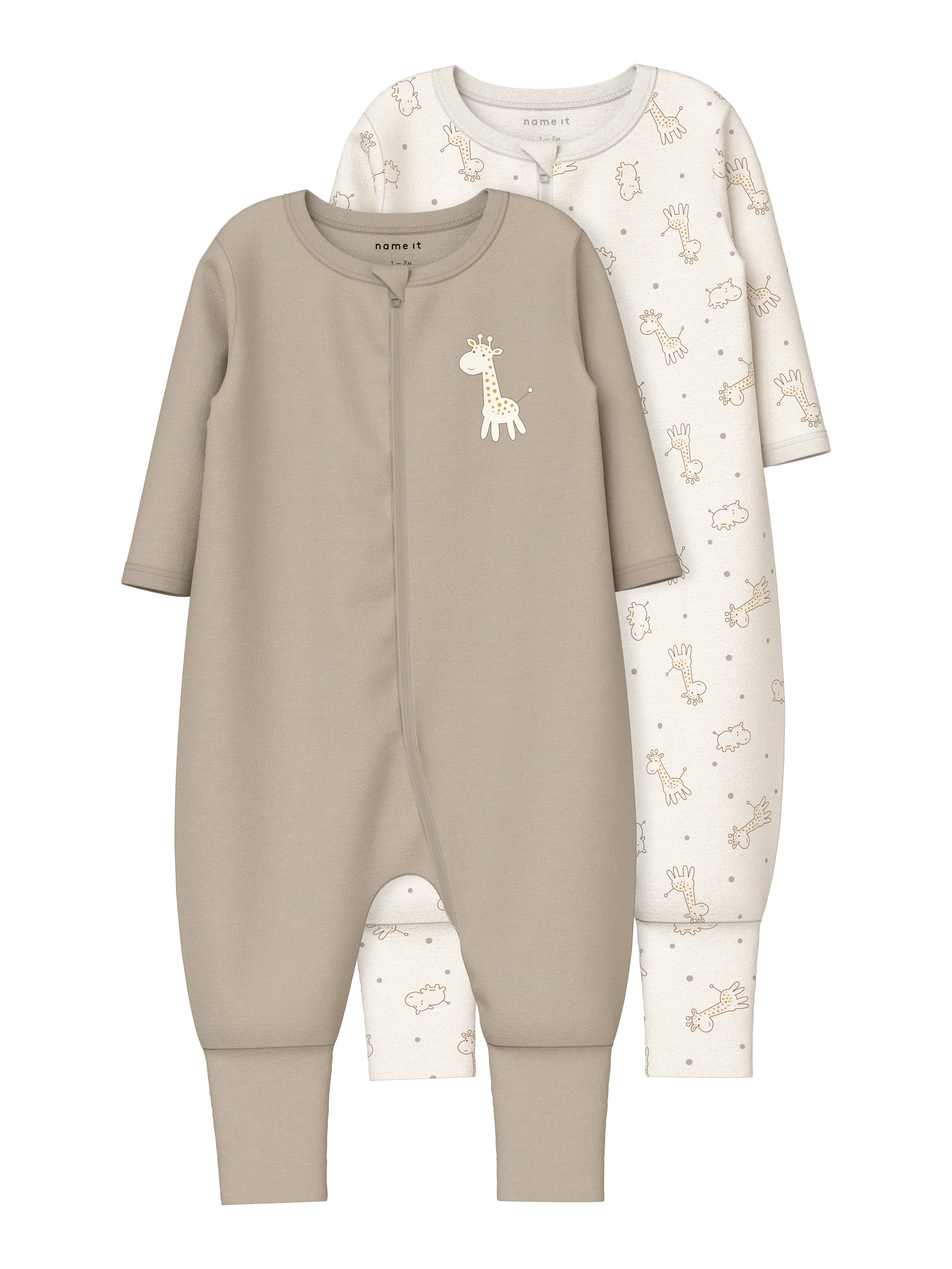 Name It Schlafoverall "NBNNIGHTSUIT 2P ZIP FF JET GIRAFFE NOOS", (Packung, 2 tlg.)