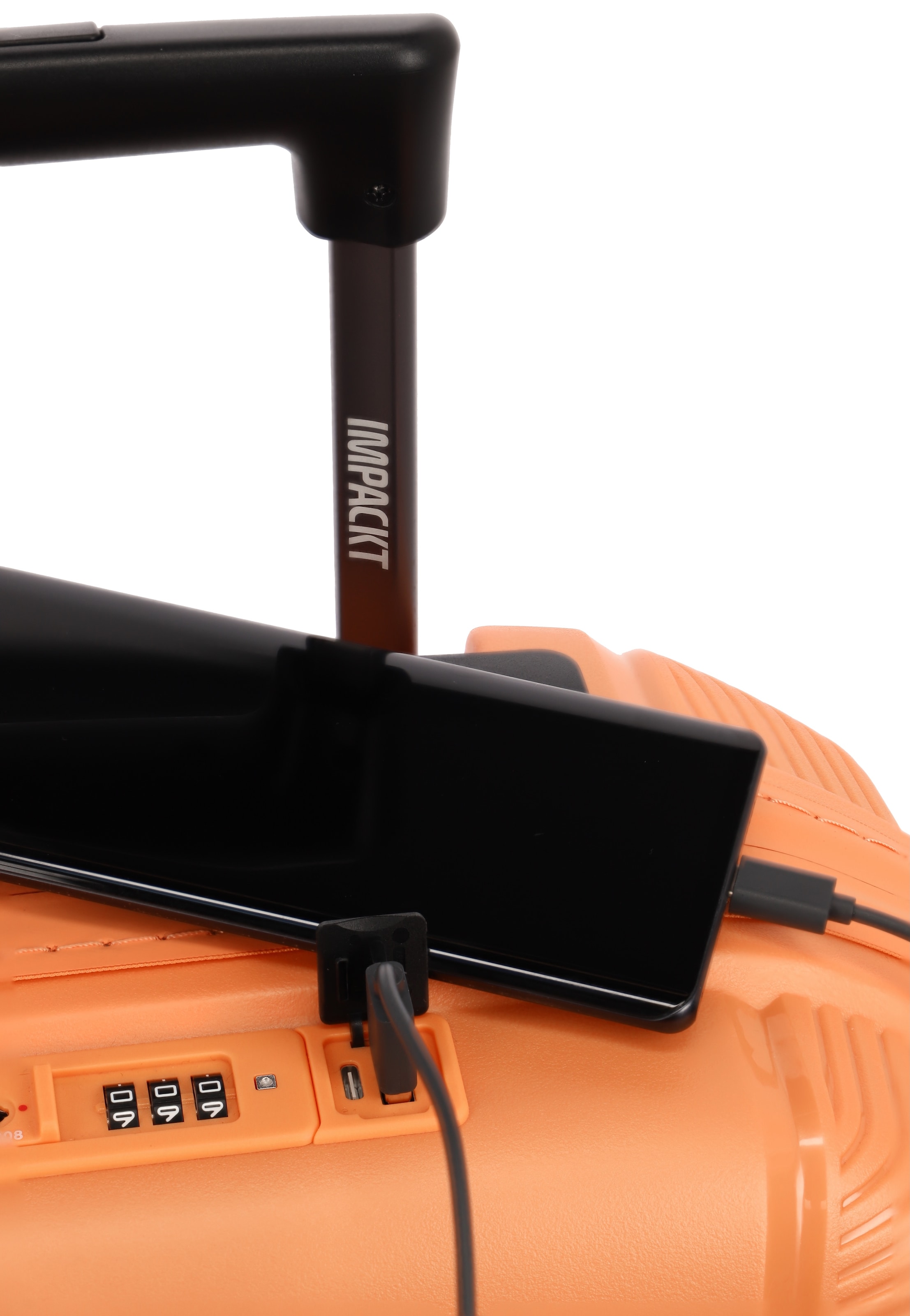 IMPACKT Hartschalen-Trolley »IP1, verschiedene Größen und Farben« 38 l 4 Rollen Hartschalen-Koffer vegan Koffer Reisegepäck USB-Port TSA Zahlenschloss