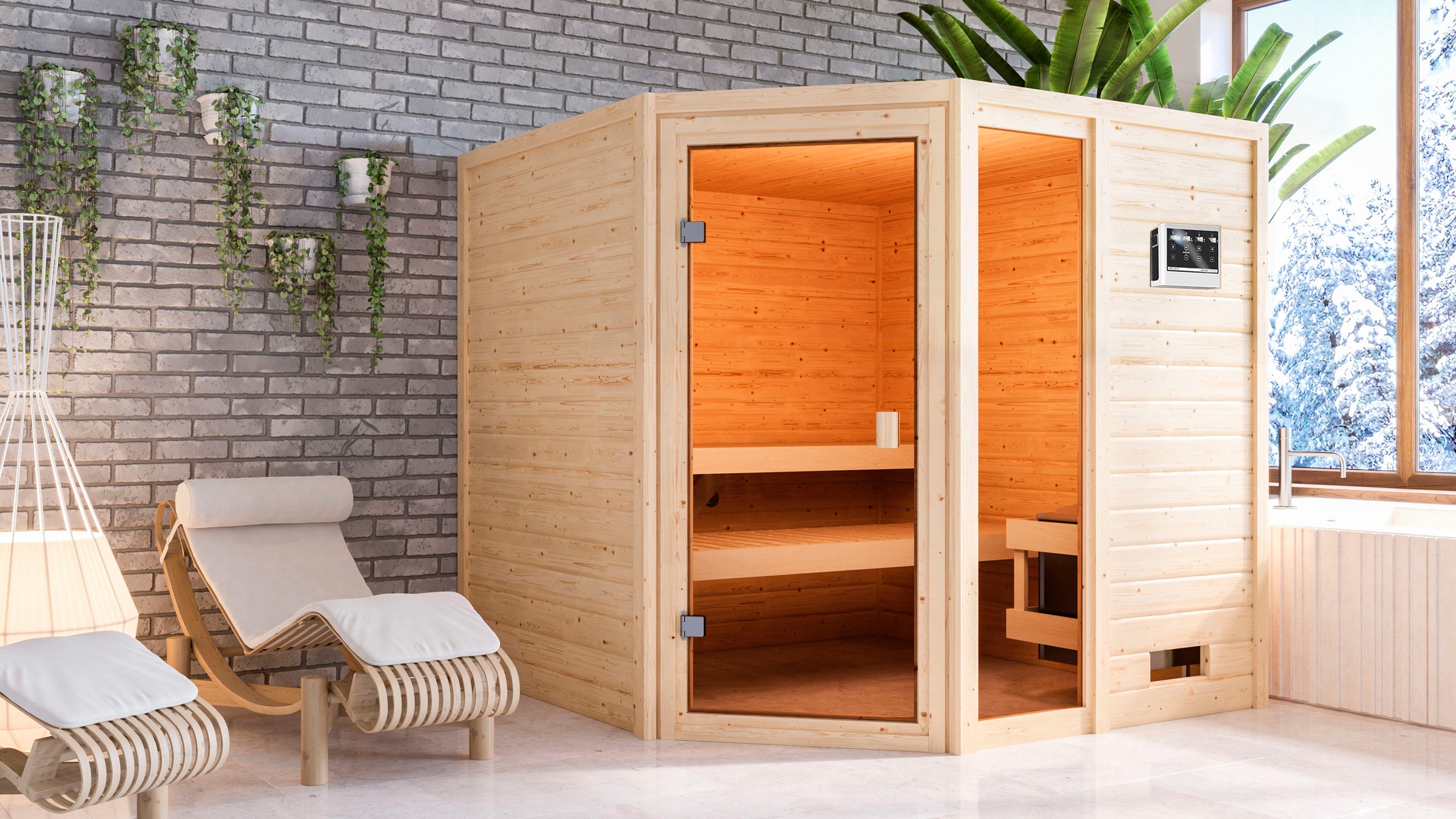 welltime Sauna »Tally«, 9-kW-Bio-Ofen mit ext. Steuerung