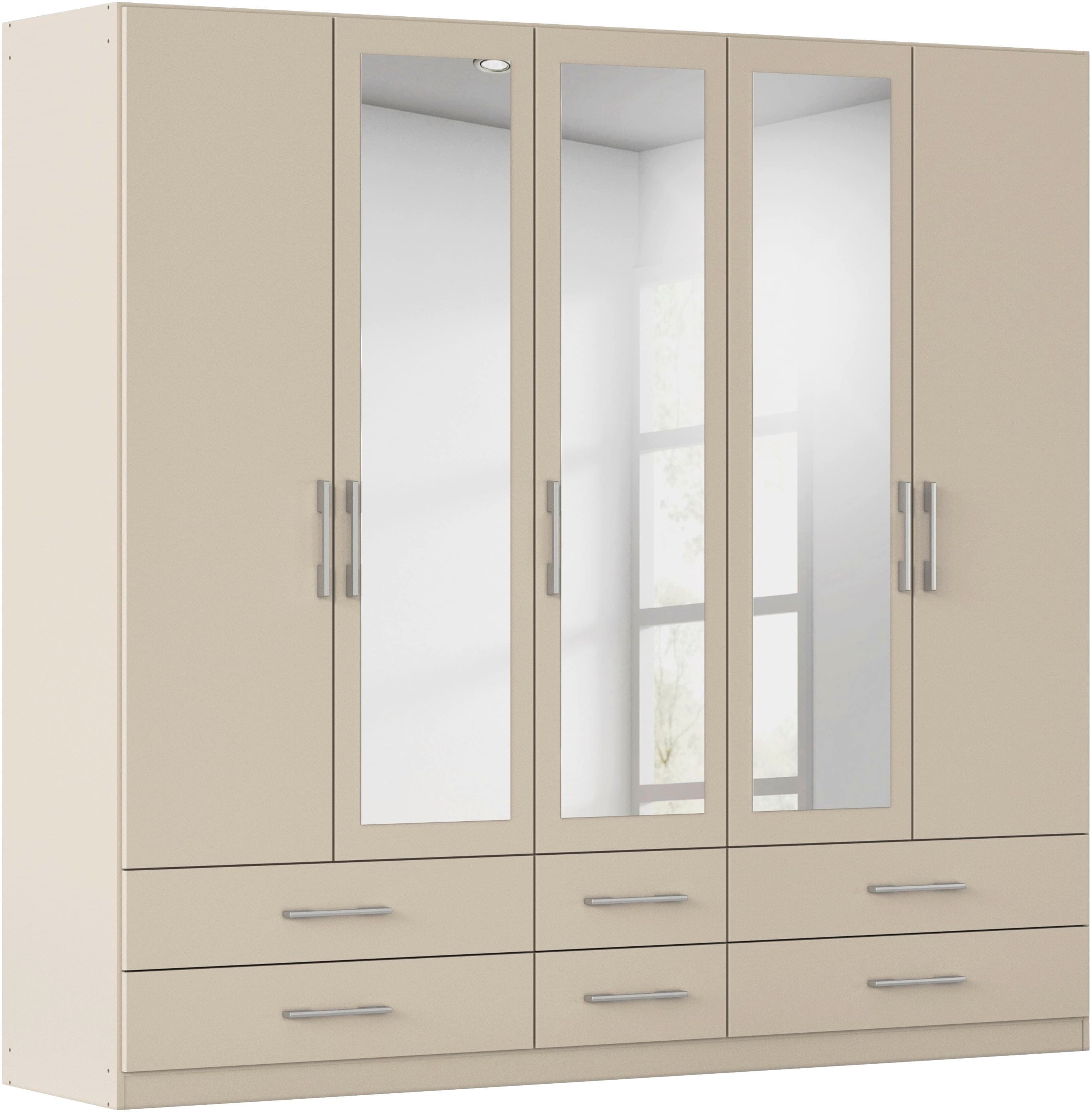 rauch Kleiderschrank "Schrank Garderobenschrank Mehrzweckschrank Schlafzimmer HERSBRUCK" 3 verschiedene Ausstattungen BASIC/CLASSIC/PREMIUM (inkl. SOFT-CLOSE), mit großzügigen Schubladen sowie Spiegeltüren MADE IN GERMANY