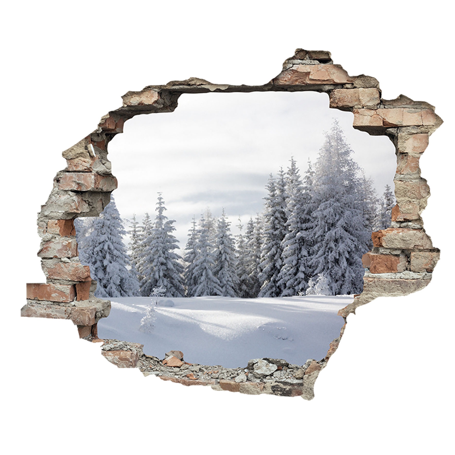 queence 3D-Wandtattoo "Tannenlandschaft im Schnee" selbstklebender Wandstic günstig online kaufen
