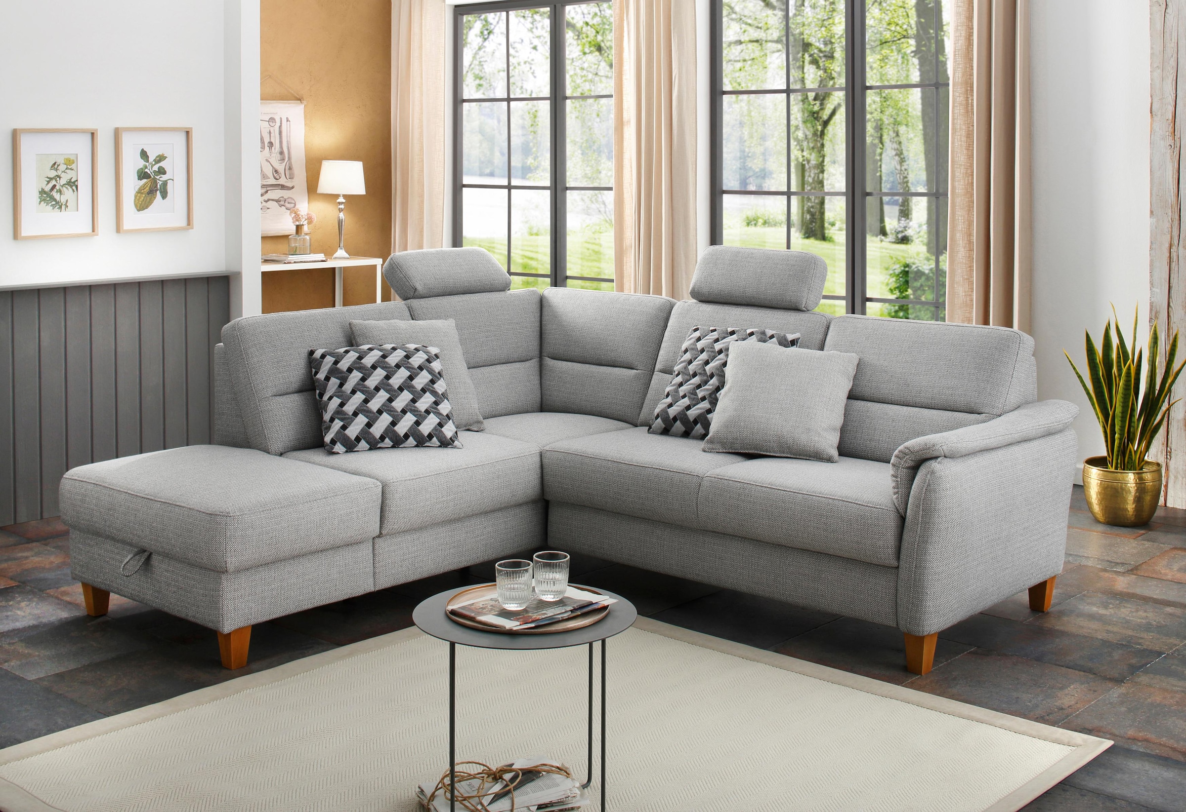 Home Affaire Palmera L-Shape Corner Sofa silver 4
