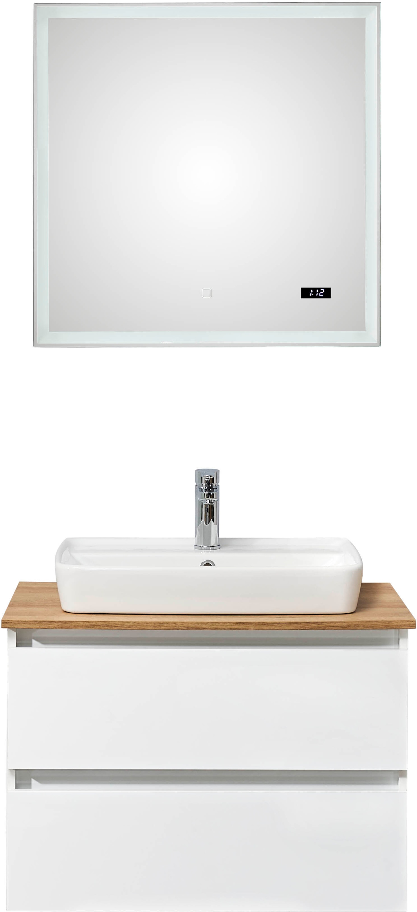 Saphir Badmöbel-Set "Quickset 360 2-teilig, Keramik-Aufsatzbecken mit LED-S günstig online kaufen