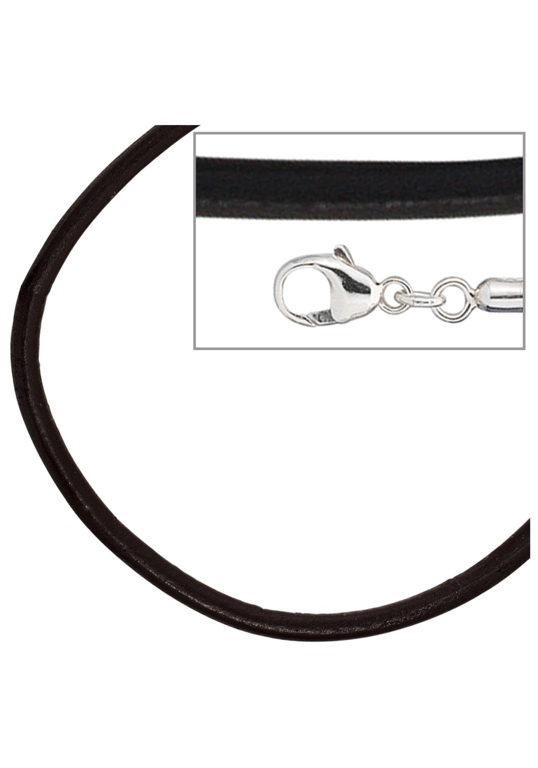 JOBO Kette ohne Anhänger Leder und 925 Silber