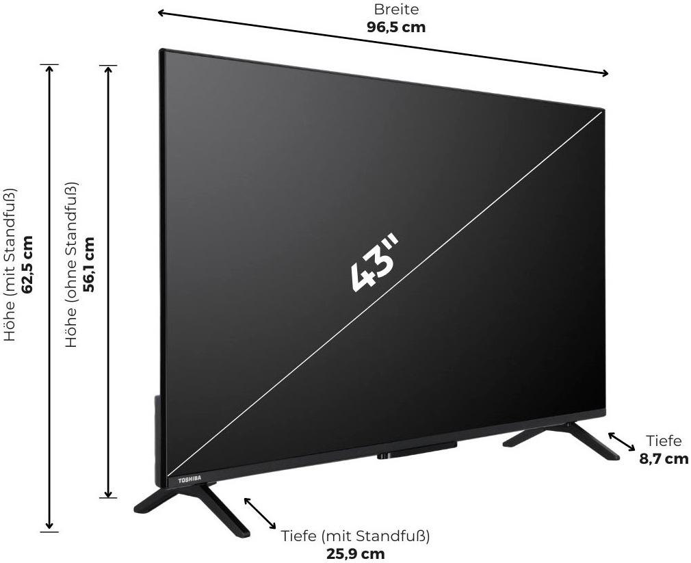Toshiba DLED-Fernseher »43UV2463DA«, 4K Ultra HD, Smart-TV