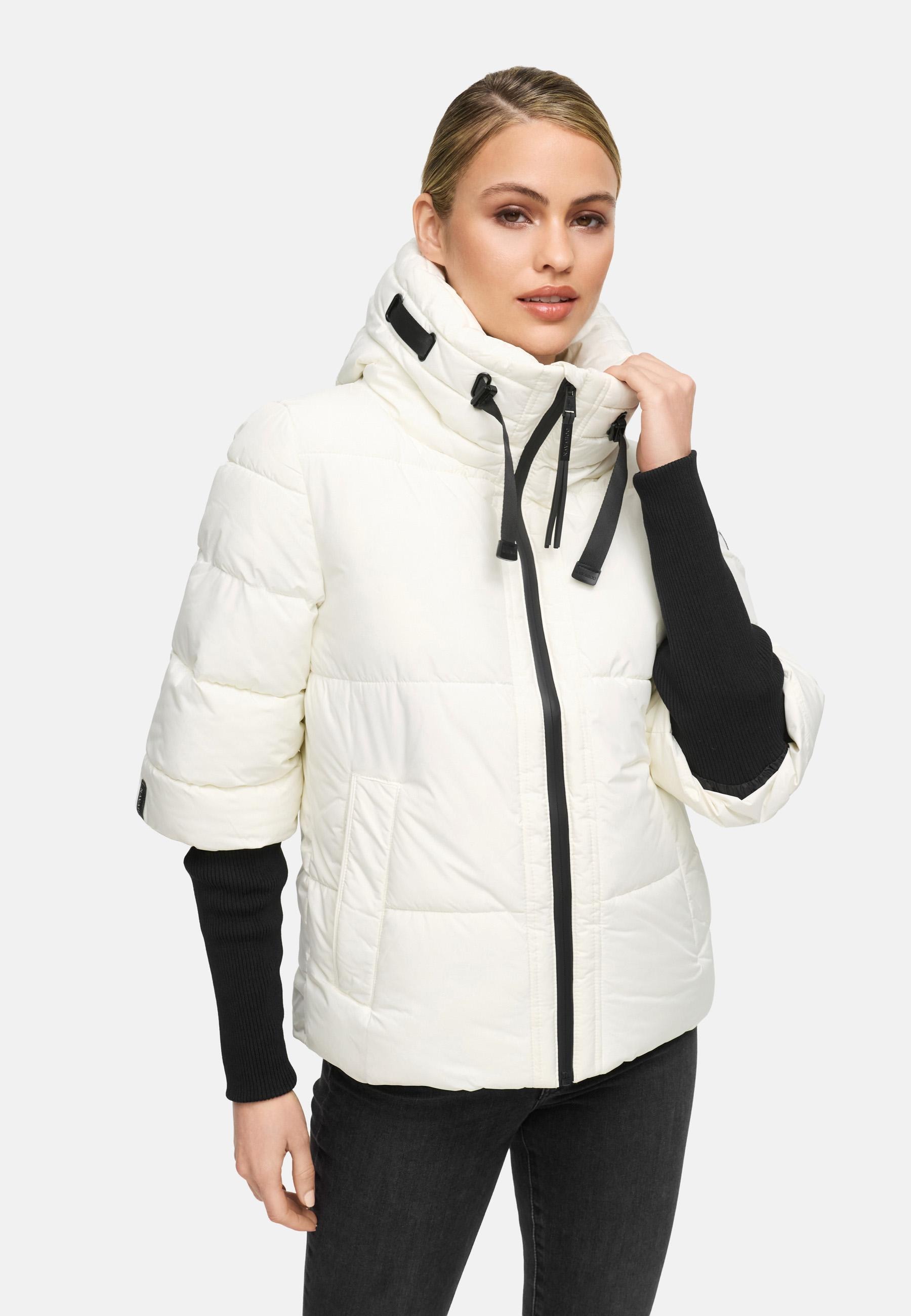 Navahoo Steppjacke »Lotusherz XIV«, mit Kapuze, Warme gesteppte Winterjacke mit Rippstrickärmeln