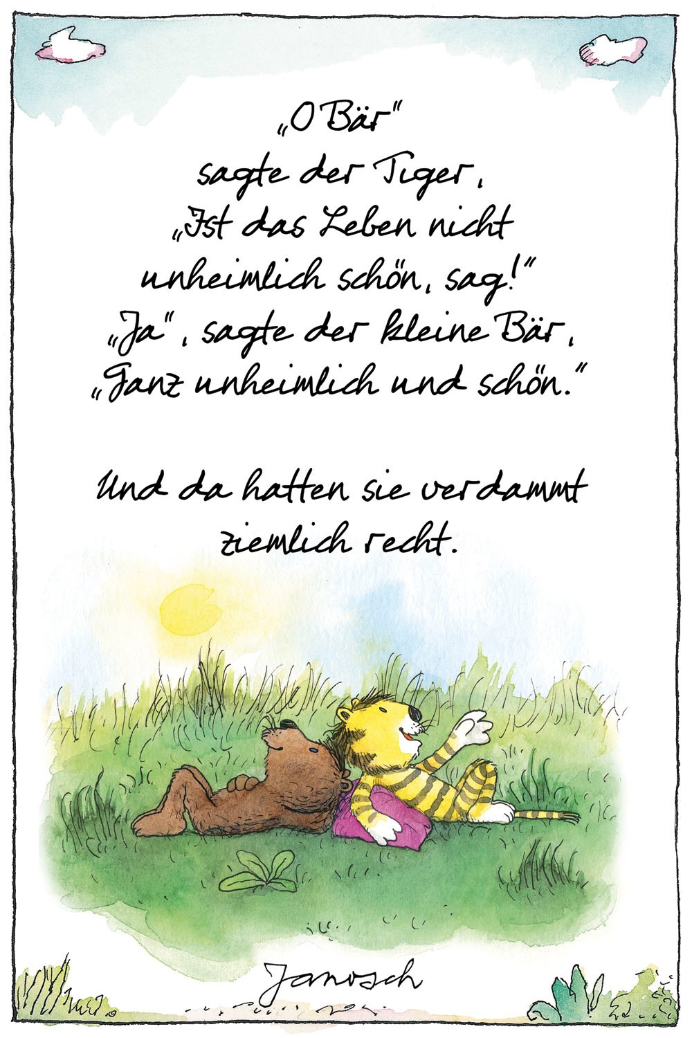 LuckyLinde Leinwandbild "Der kleine Tiger und der kleine Bär - JANOSCH Zita günstig online kaufen