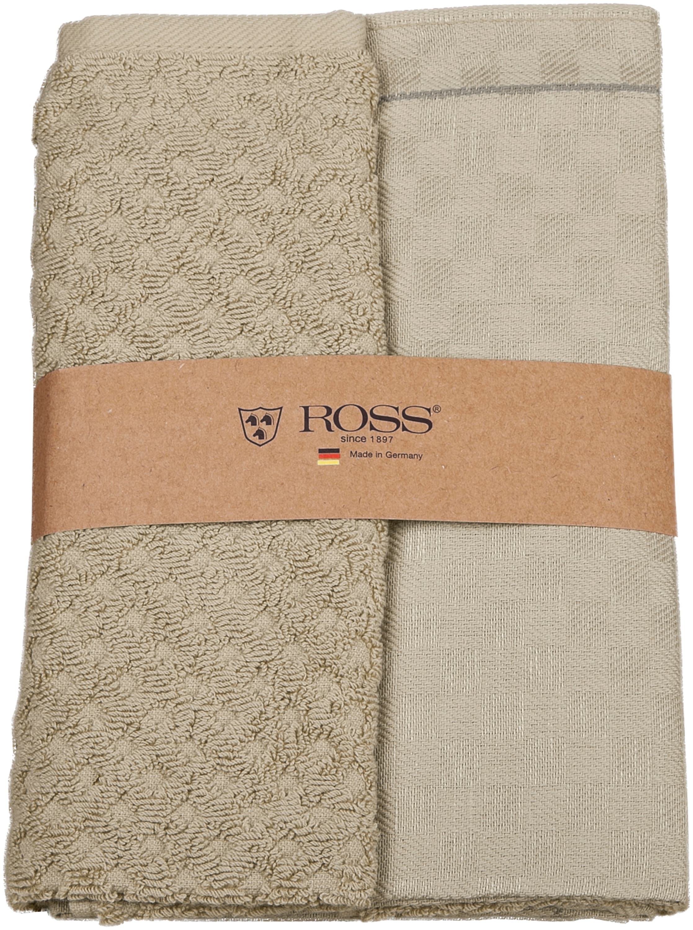 Geschirrtuch ROSS, B:50cm L:70cm, braun, 100% Baumwolle, 50% Baumwolle, 50% Leinen, Geschirrtücher, "2er Set 908, 1 Geschirrtuch + 1