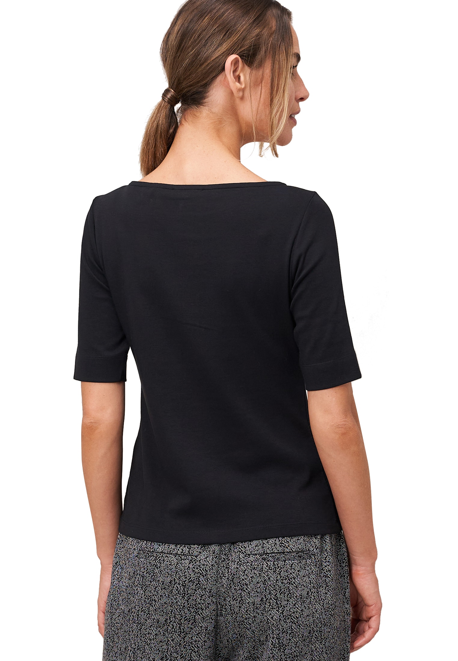 Zero Kurzarmshirt »zero Damen Baumwollshirt mit U-Boot Ausschnitt«, (1 tlg.), Plain/ohne Details