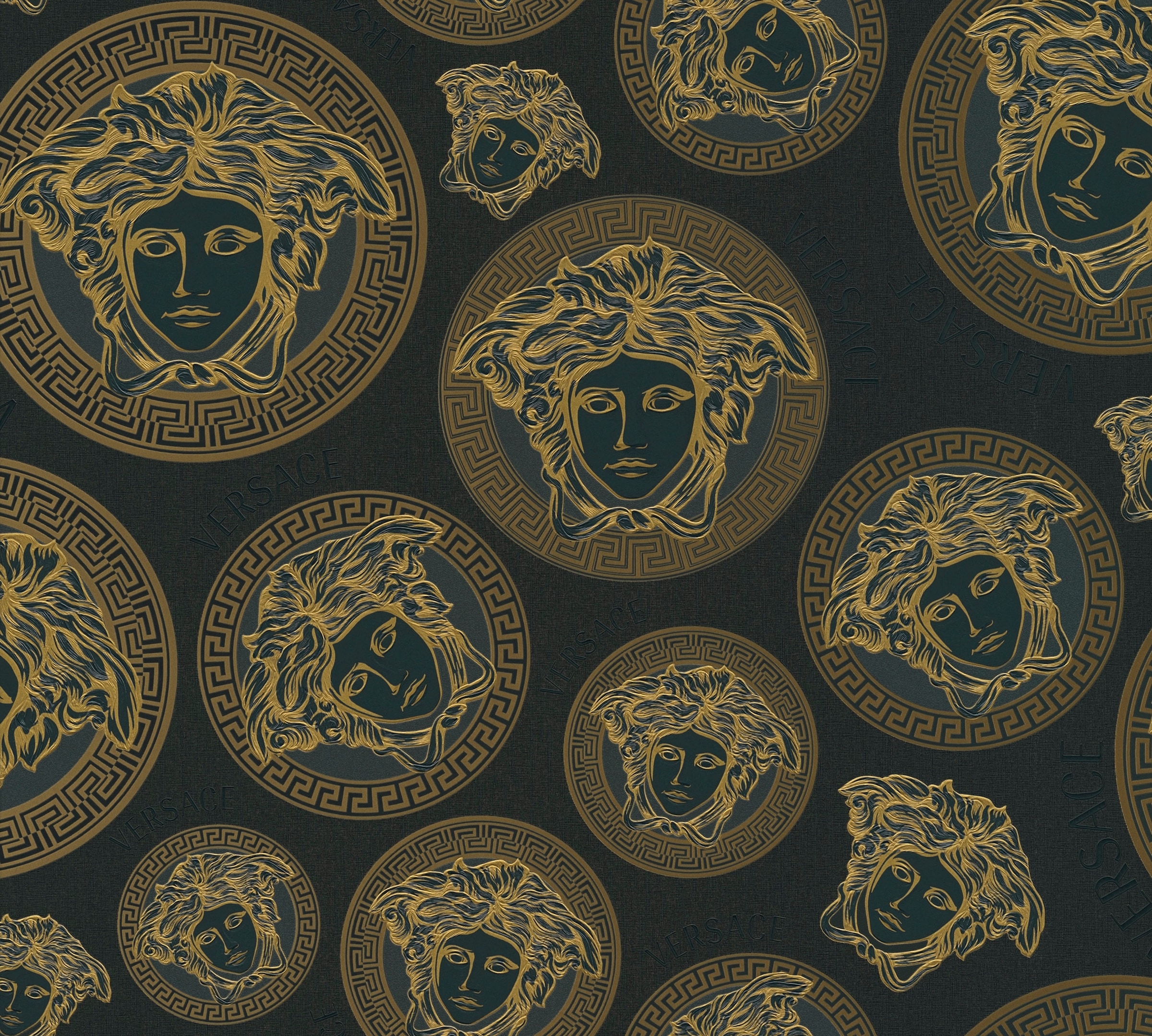 Vliestapete »Wallpaper Versace 5 Medusakopf«, leicht glänzend, Designertapete