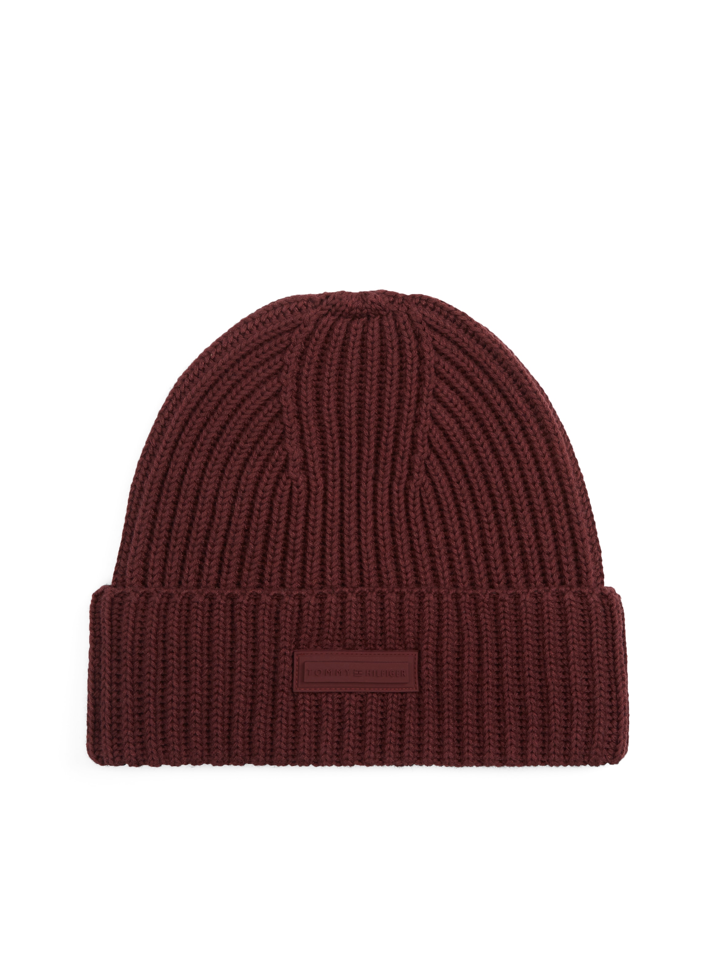 Tommy Hilfiger Beanie "TH FOUNDATION" Strick, mit gummiertem Logo und Wolle günstig online kaufen