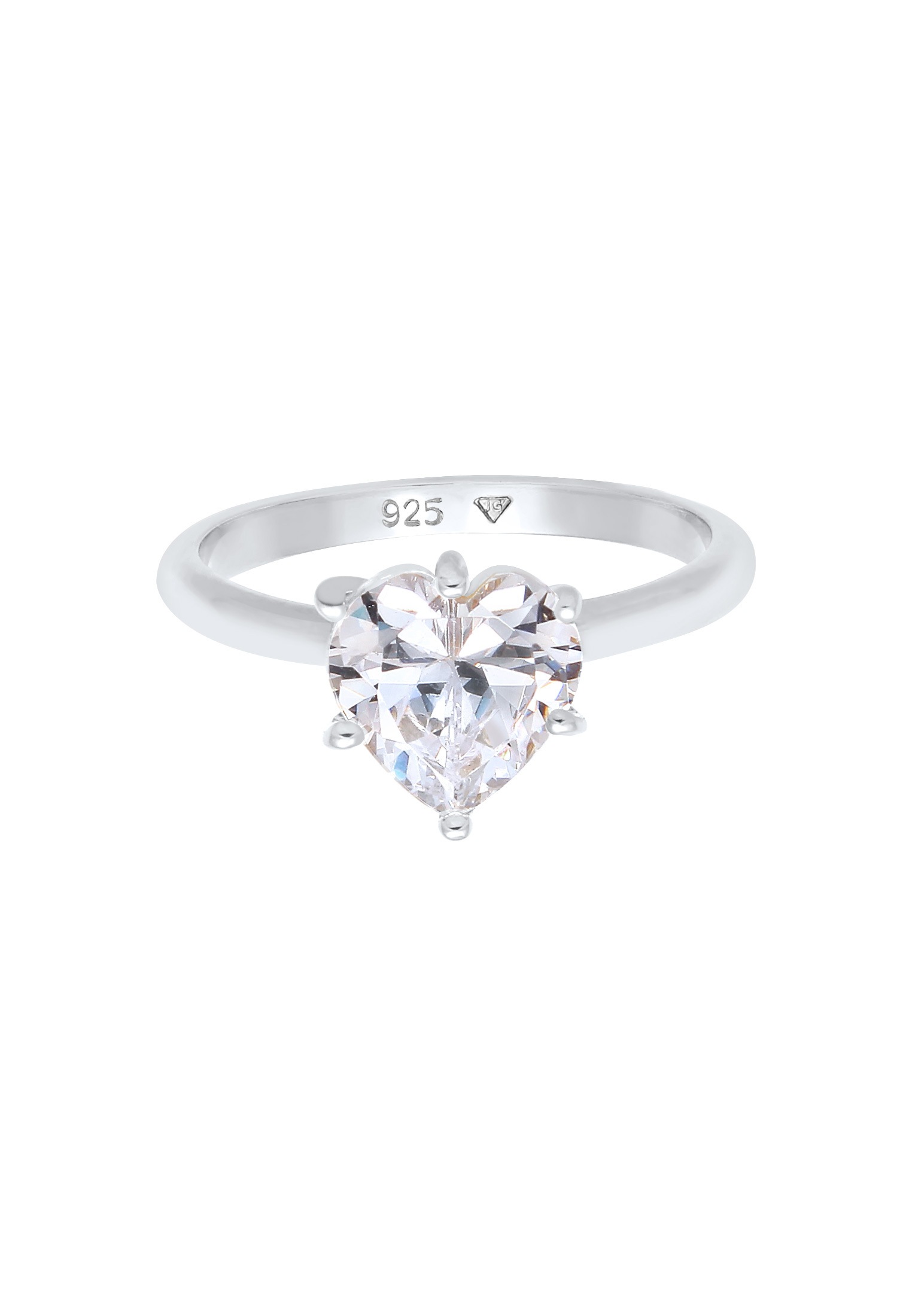 Elli Silberring »Ring Herz Zirkonia Verlobungsring Solitär 925 Silber«