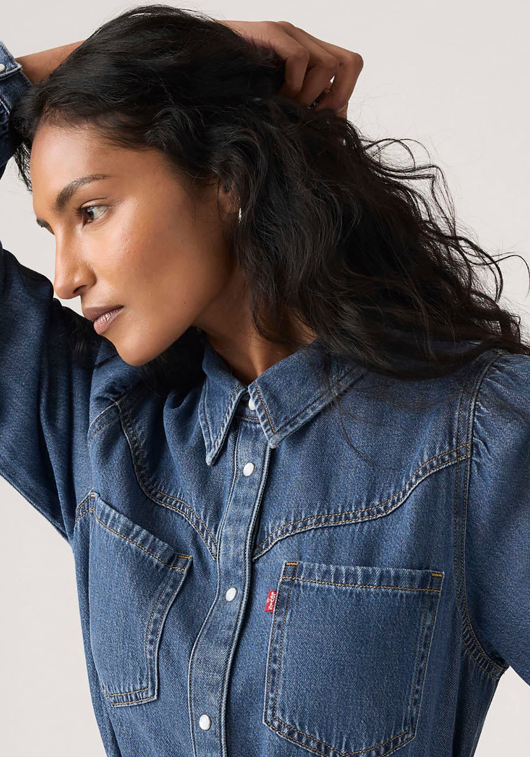 Levi's® Jeanskleid »JOURNEY LS MAXI DRESS« Eingrifftaschen mit Bindegürtel