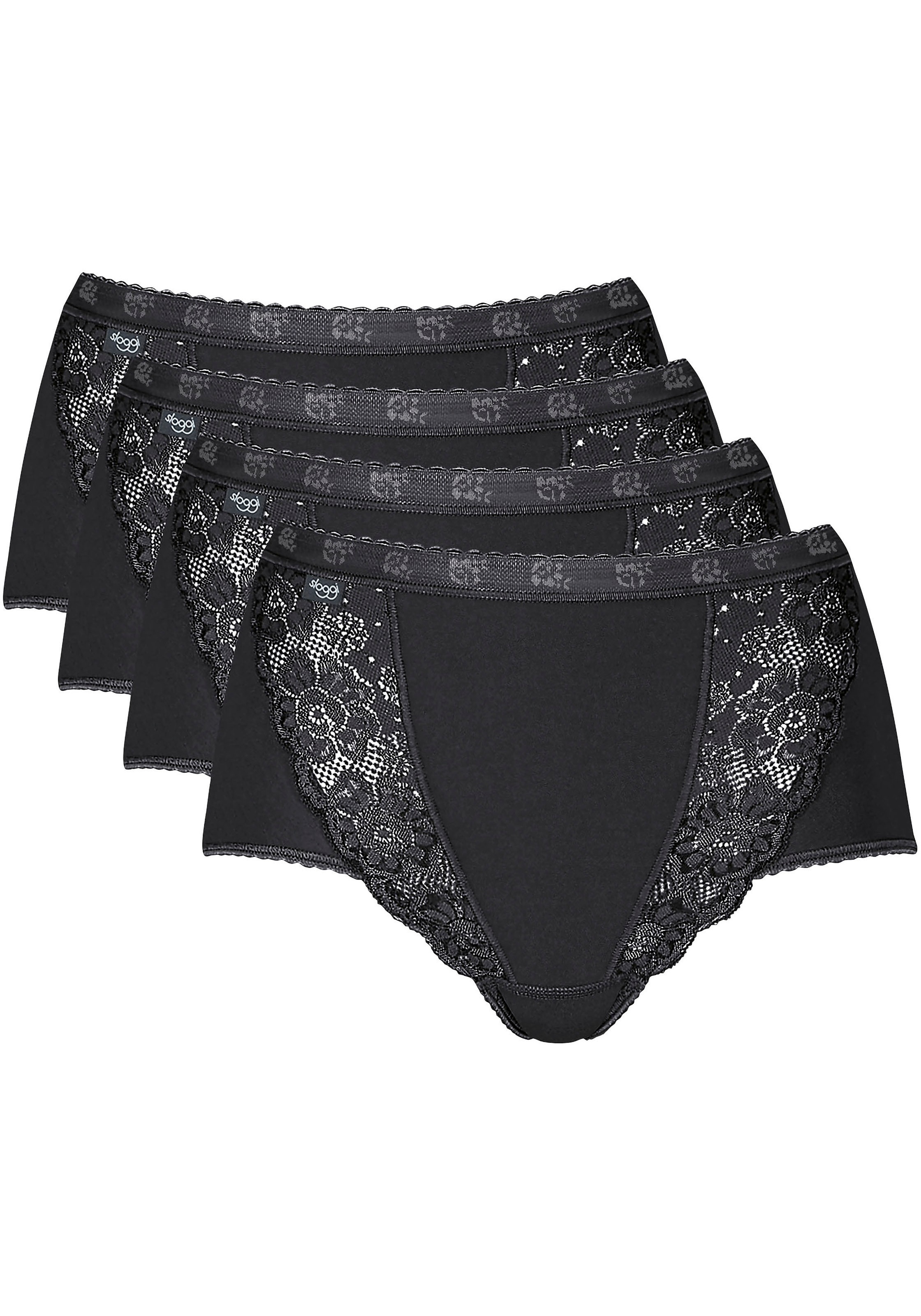 sloggi Maxislip "Chic", (4er Pack), elastische Spitzeneinsätze, feminin, Ba günstig online kaufen