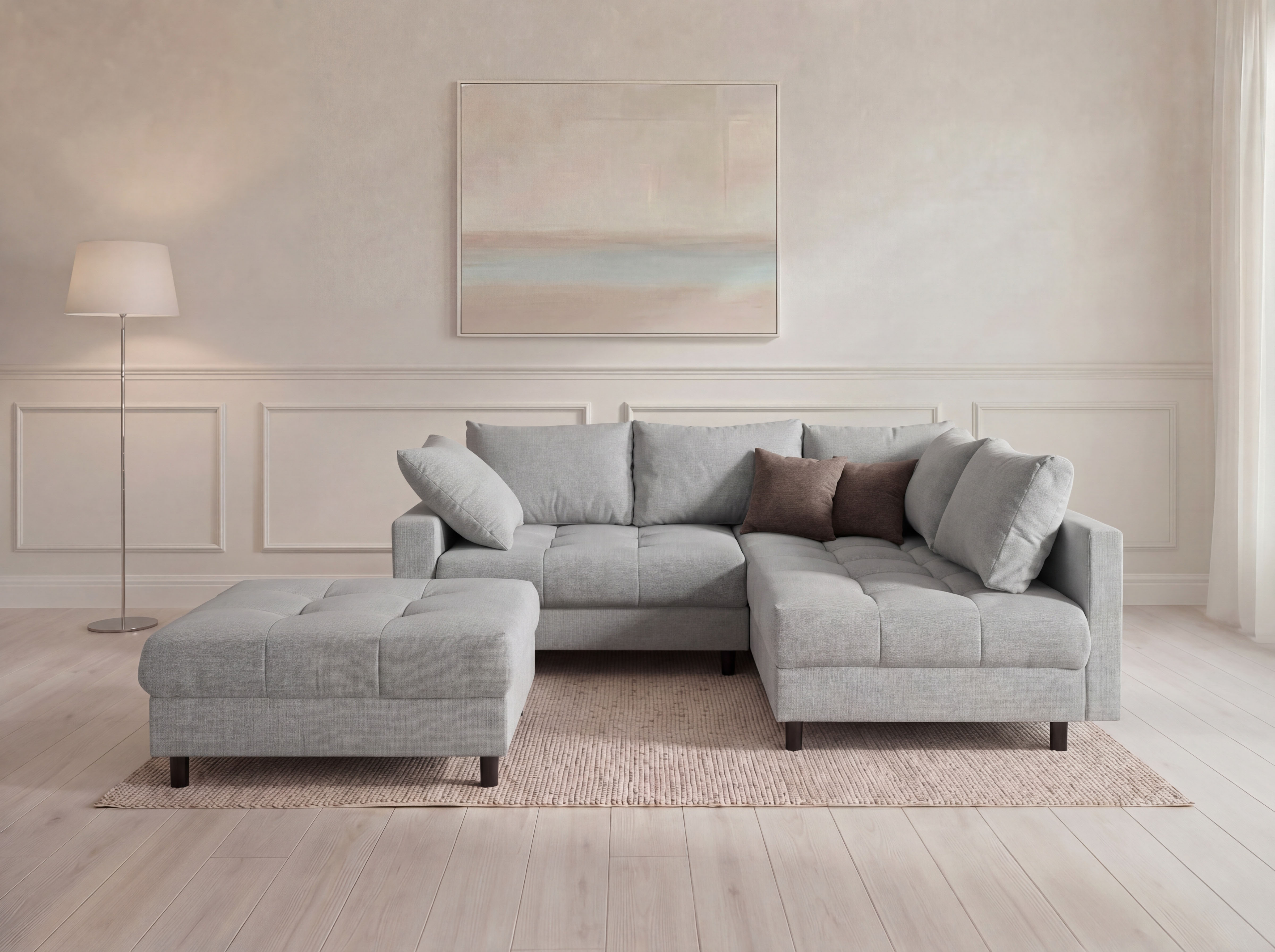 OTTO home Ecksofa "Antonia L-Form, B: 215 cm" Ecksofa, Rückenkissen, ottomane beidseitig montierbar, Bonnelfederkern