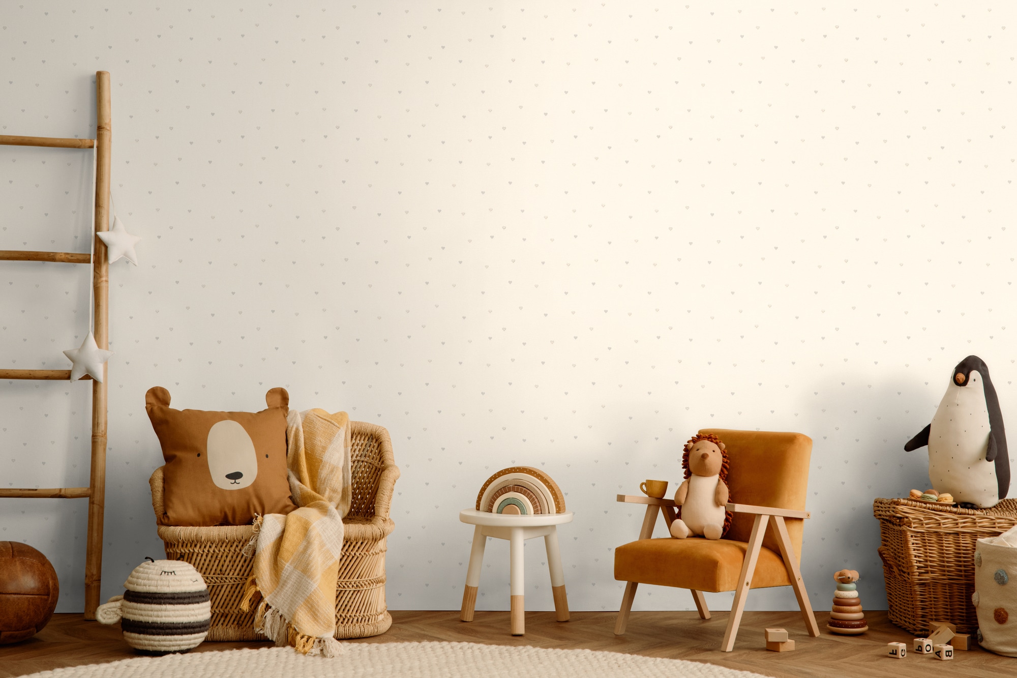 living walls Vliestapete "Kids Studio Herzen – Glitzer Vliestapete für Kinder" Glitzermuster gemustert leicht glänzend glatt Kleine Herzen mit dezenten Glitzer- und Glanzakzenten