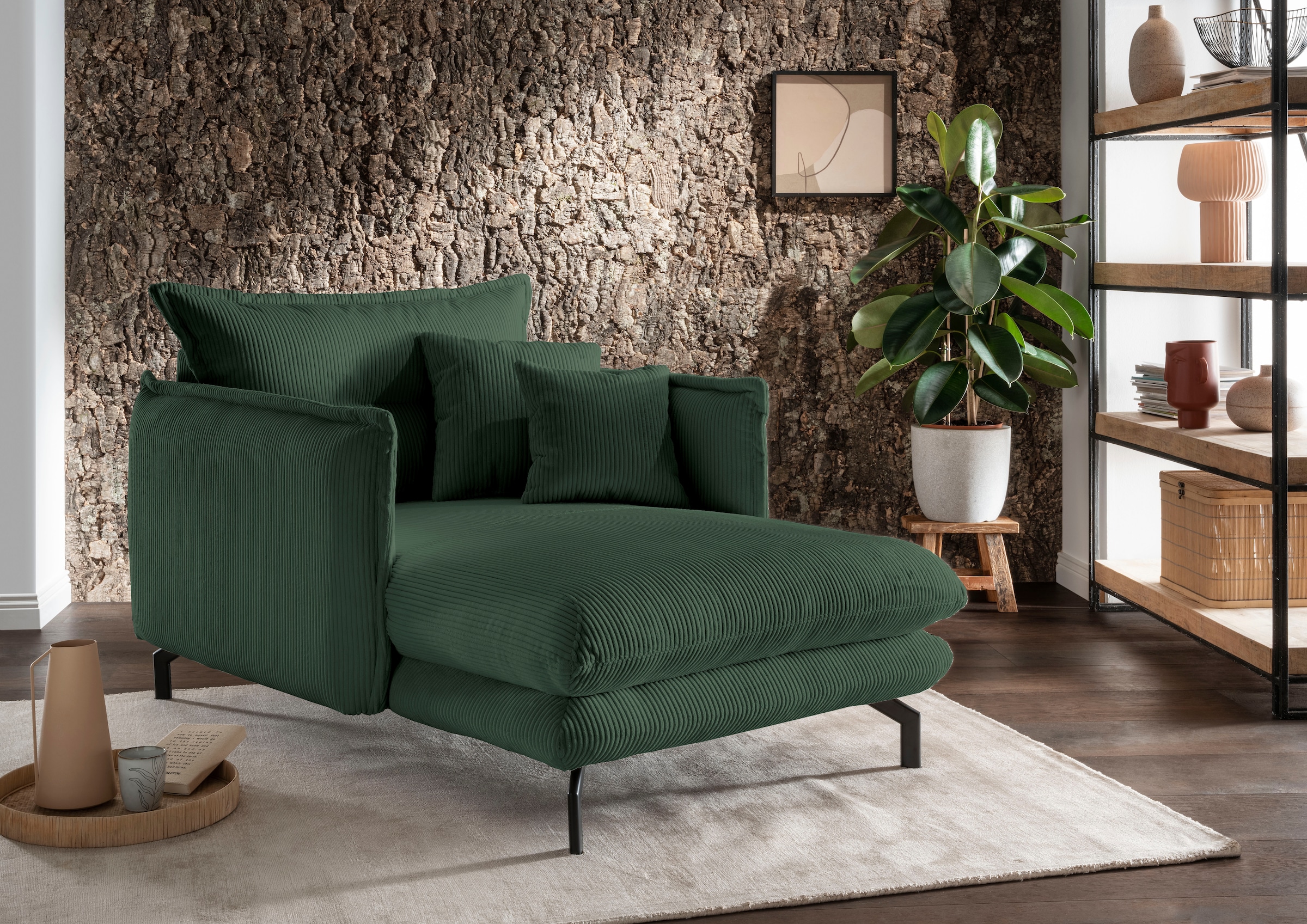 Home affaire Relaxsessel "LAVA Loveseat, modern & bequem, schmale Armlehnen, B/T 111/167cm" zwei verschiedene Fußfarben wählbar